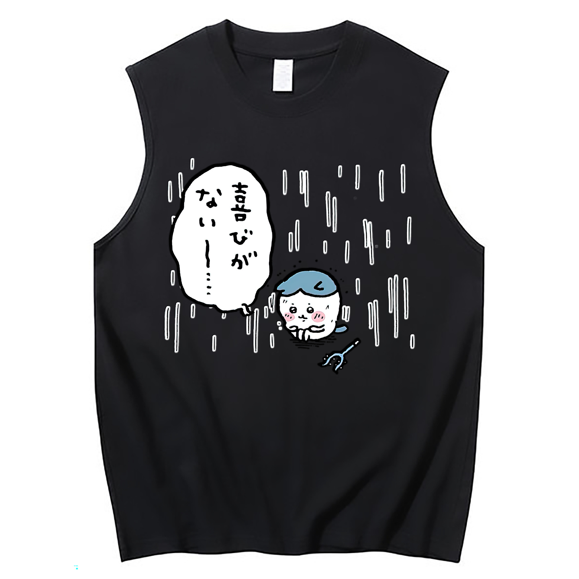 （画像用） ちいかわ ハチワレ Chii-kawa hachiware コットン100％タンクトップ（フロントプリント）