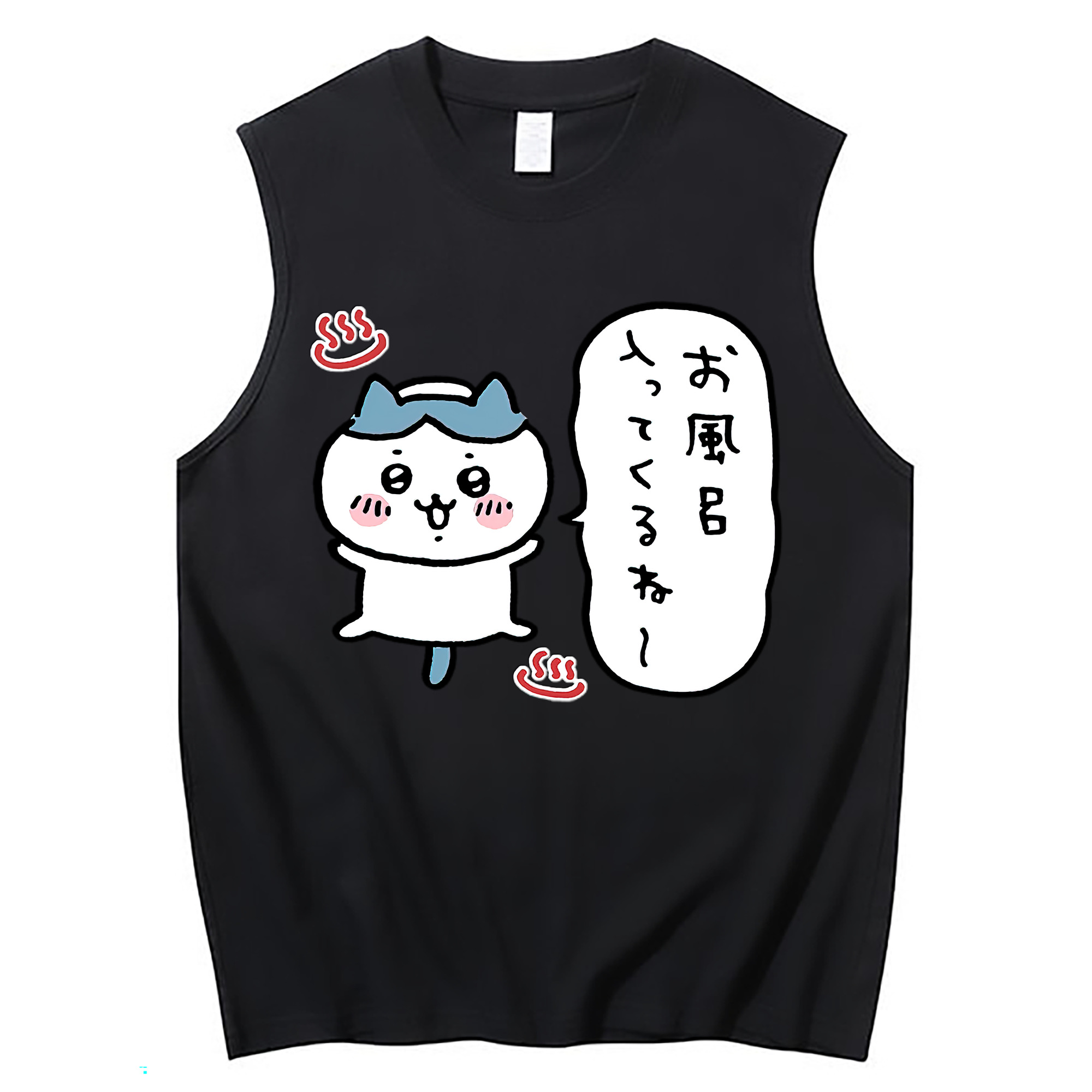 （画像用） ちいかわ ハチワレ Chii-kawa hachiware コットン100％タンクトップ（フロントプリント）