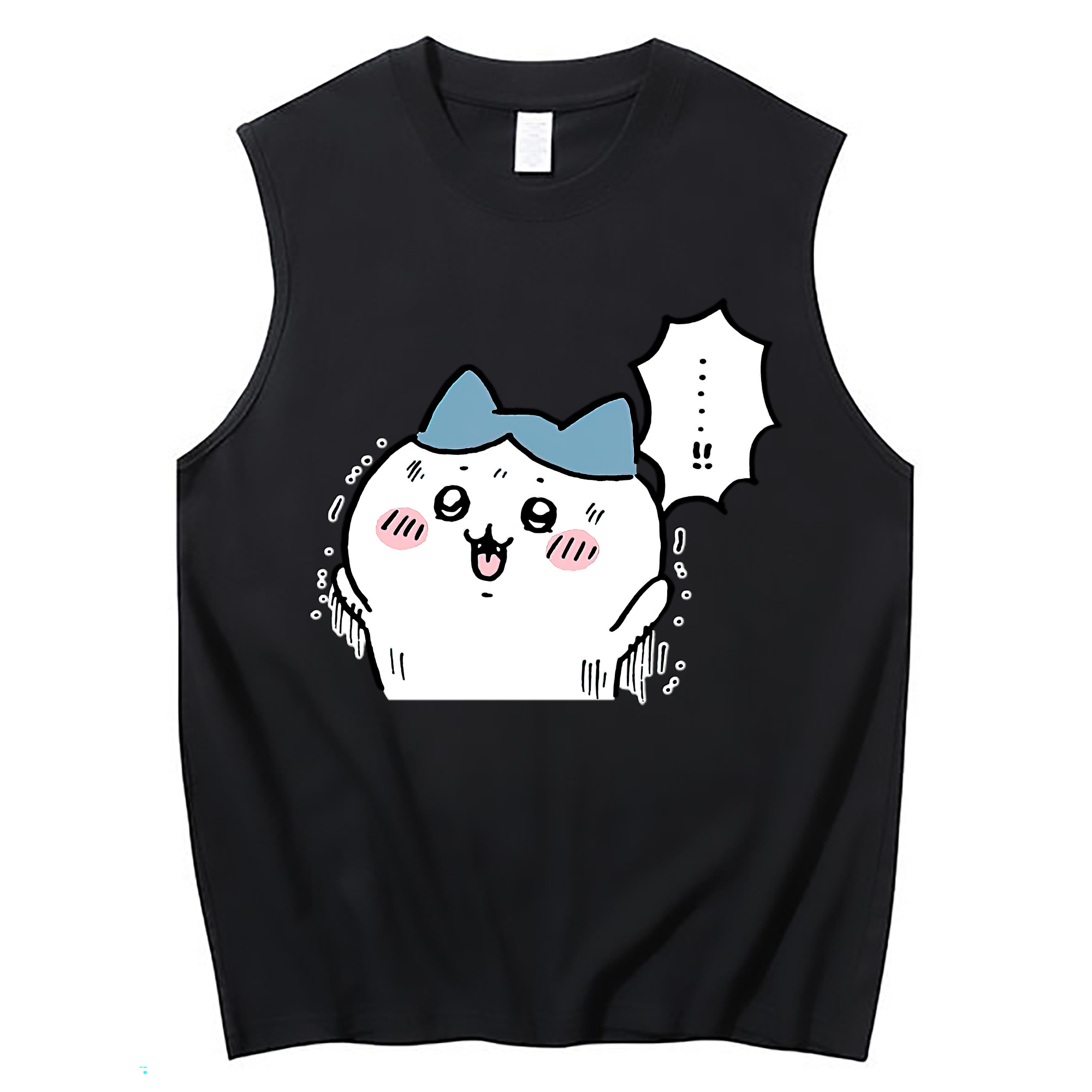 （画像用） ちいかわ ハチワレ Chii-kawa hachiware コットン100％タンクトップ（フロントプリント）
