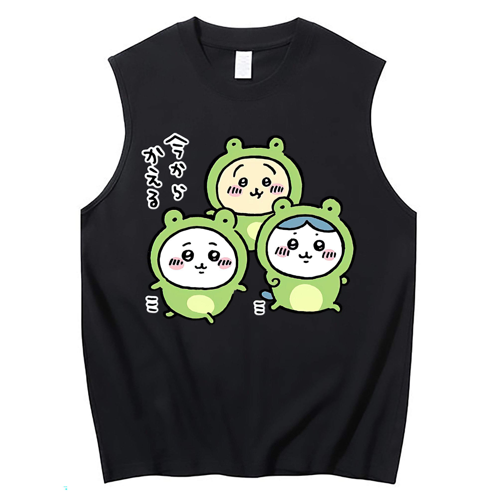 （画像用） ちいかわ ハチワレ Chii-kawa hachiware コットン100％タンクトップ（フロントプリント）