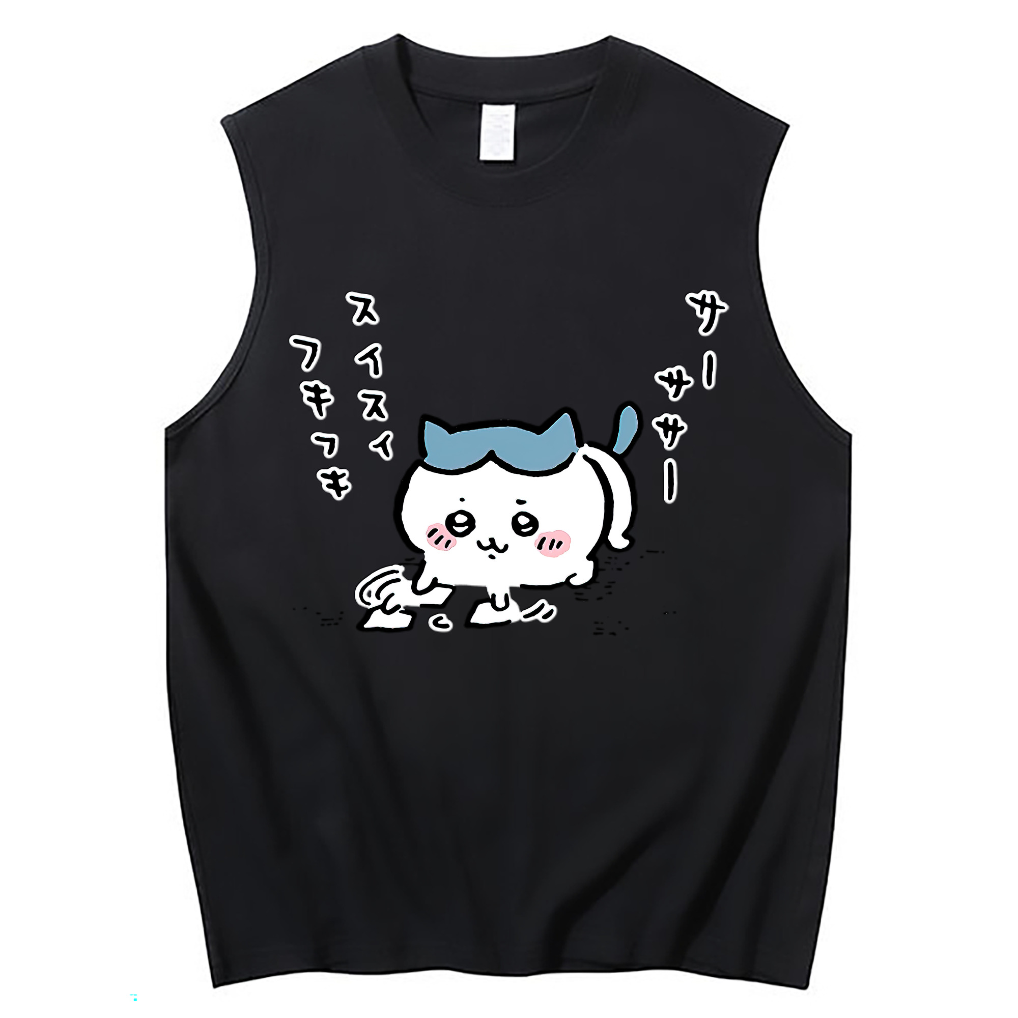 （画像用） ちいかわ ハチワレ Chii-kawa hachiware コットン100％タンクトップ（フロントプリント）