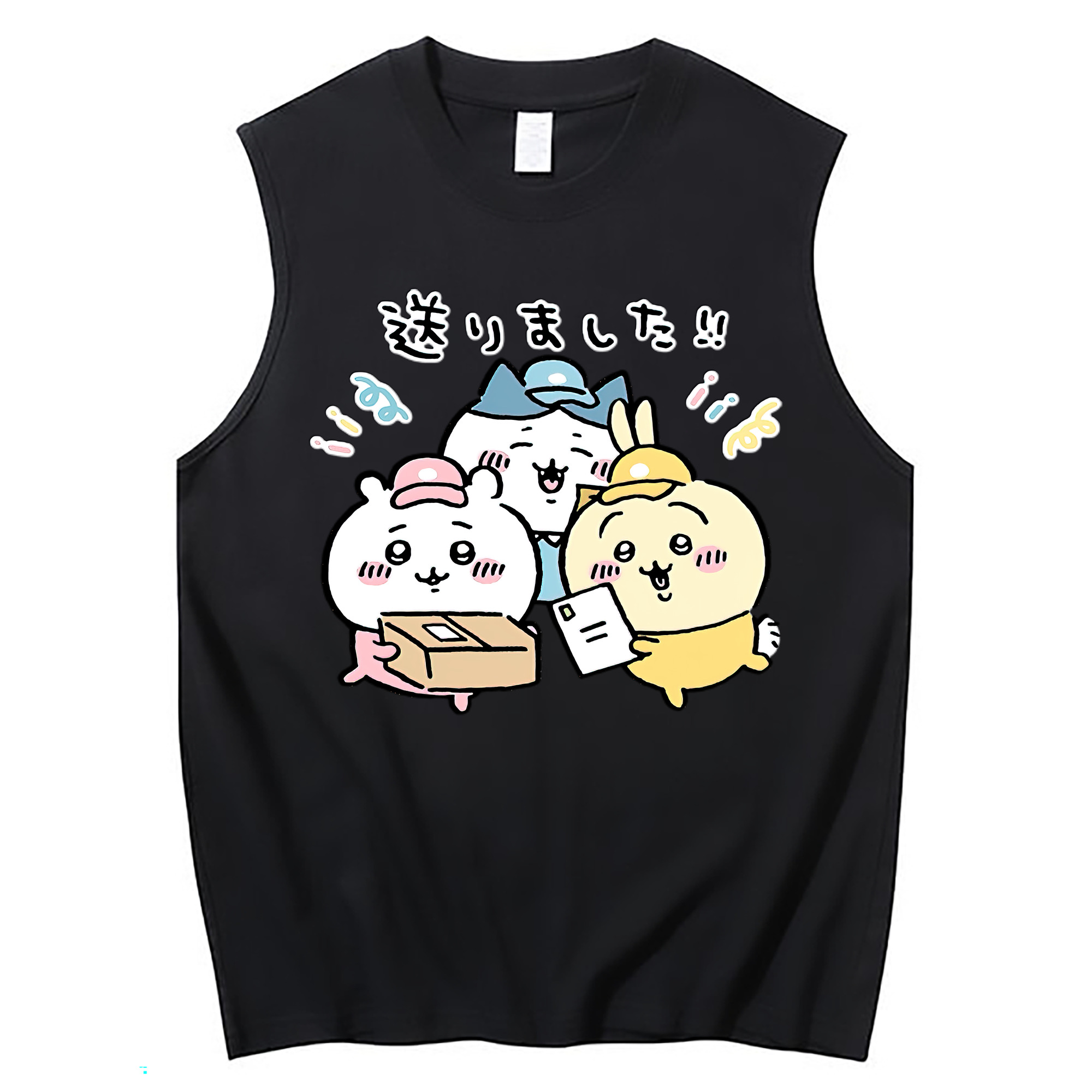（画像用） ちいかわ ハチワレ Chii-kawa hachiware コットン100％タンクトップ（フロントプリント）