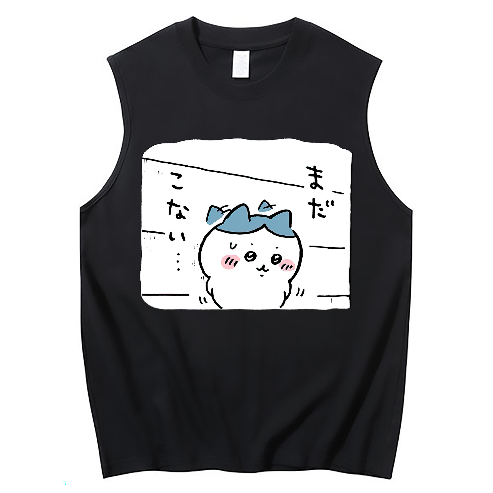 （画像用） ちいかわ ハチワレ Chii-kawa hachiware コットン100％タンクトップ（フロントプリント）