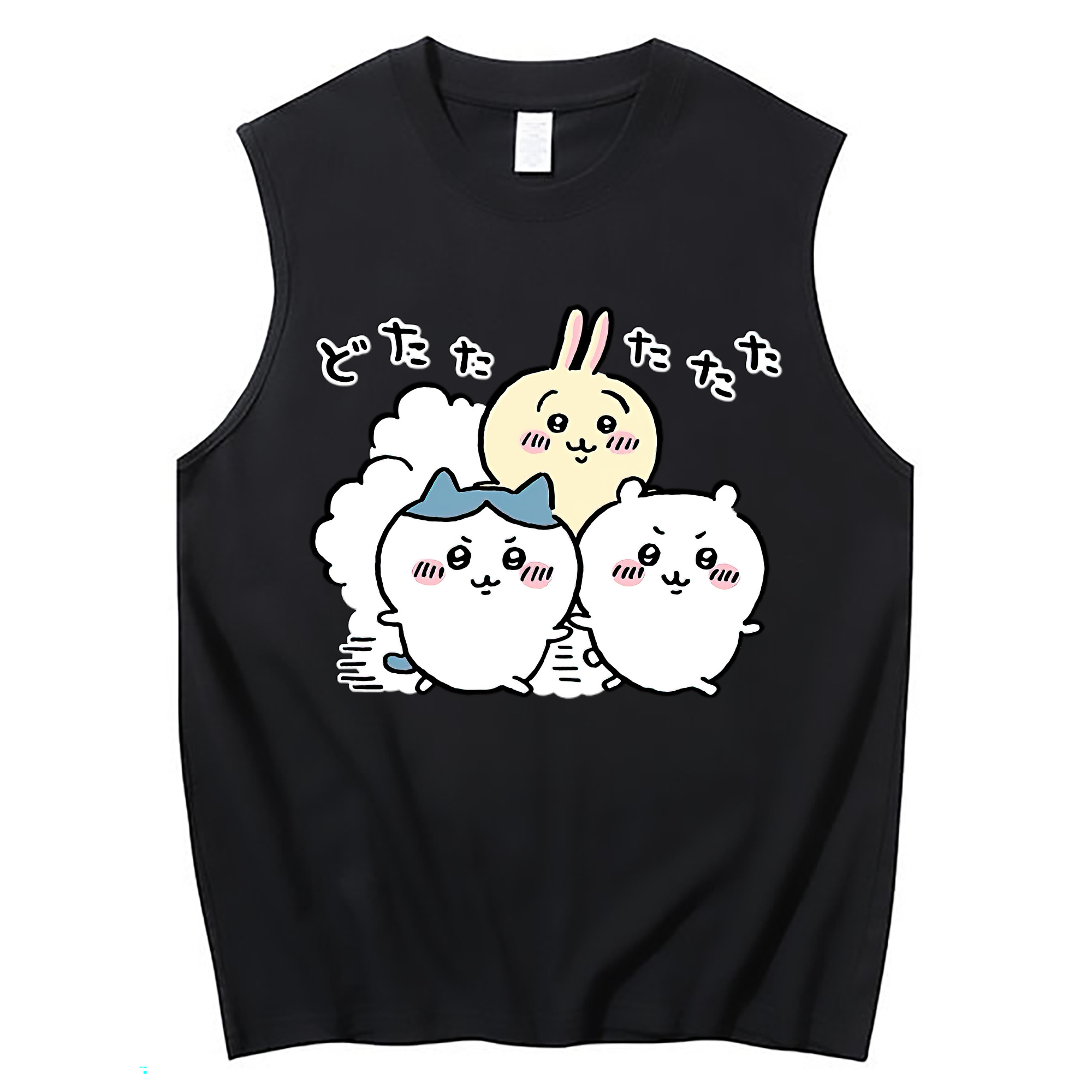 （画像用） ちいかわ ハチワレ Chii-kawa hachiware コットン100％タンクトップ（フロントプリント）