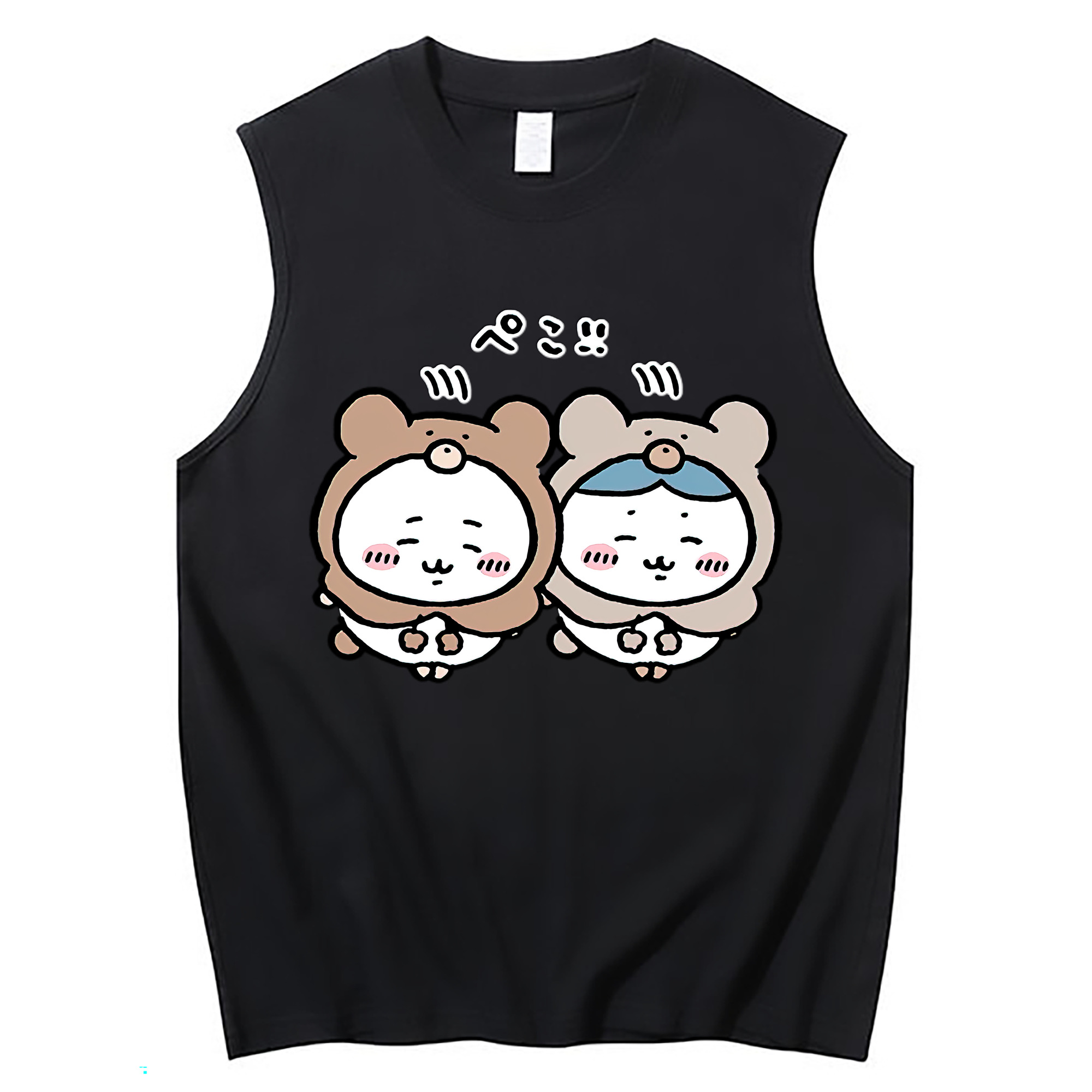 （画像用） ちいかわ ハチワレ Chii-kawa hachiware コットン100％タンクトップ（フロントプリント）