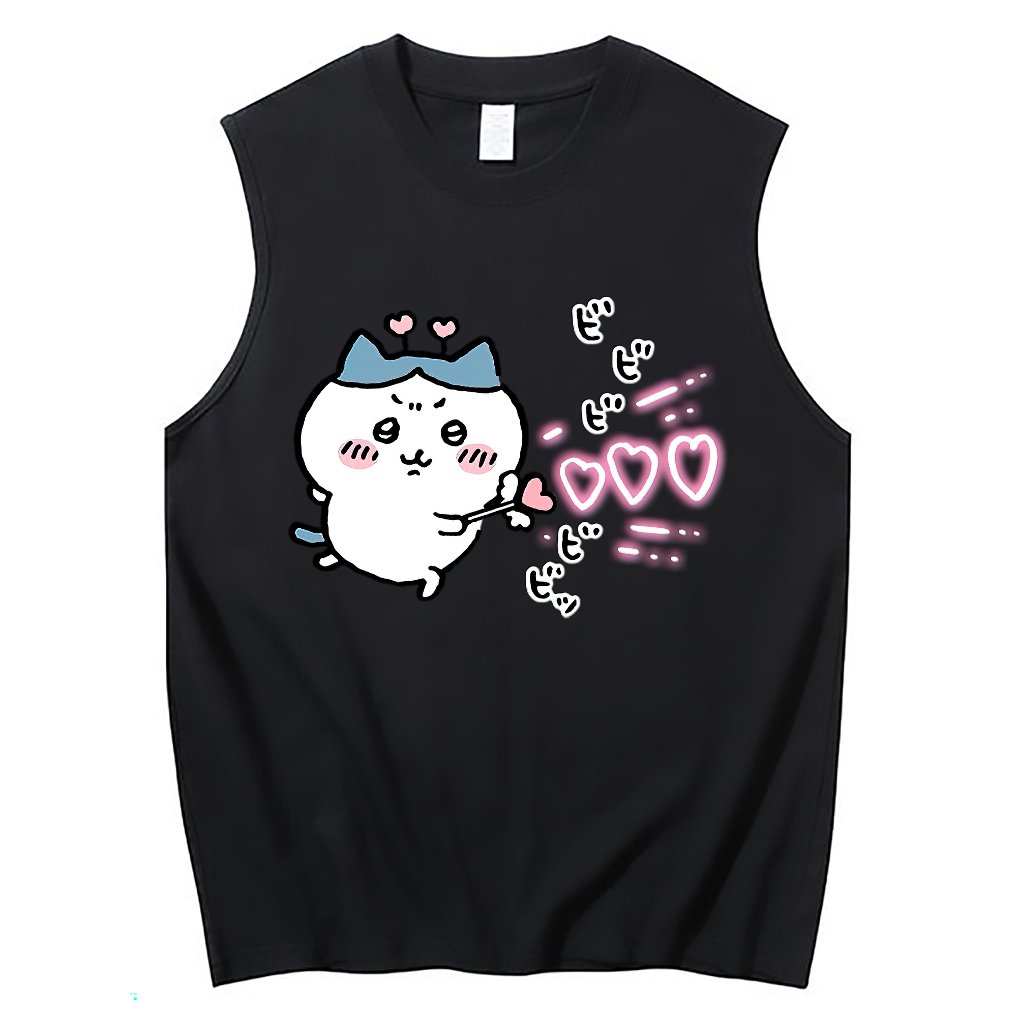 （画像用） ちいかわ ハチワレ Chii-kawa hachiware コットン100％タンクトップ（フロントプリント）