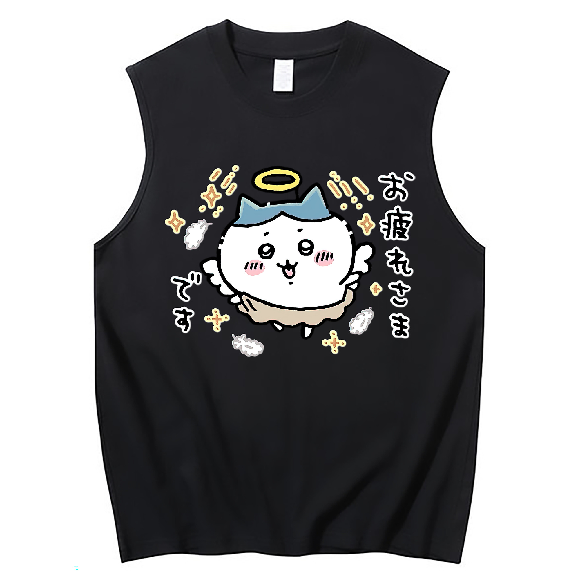 （画像用） ちいかわ ハチワレ Chii-kawa hachiware コットン100％タンクトップ（フロントプリント）