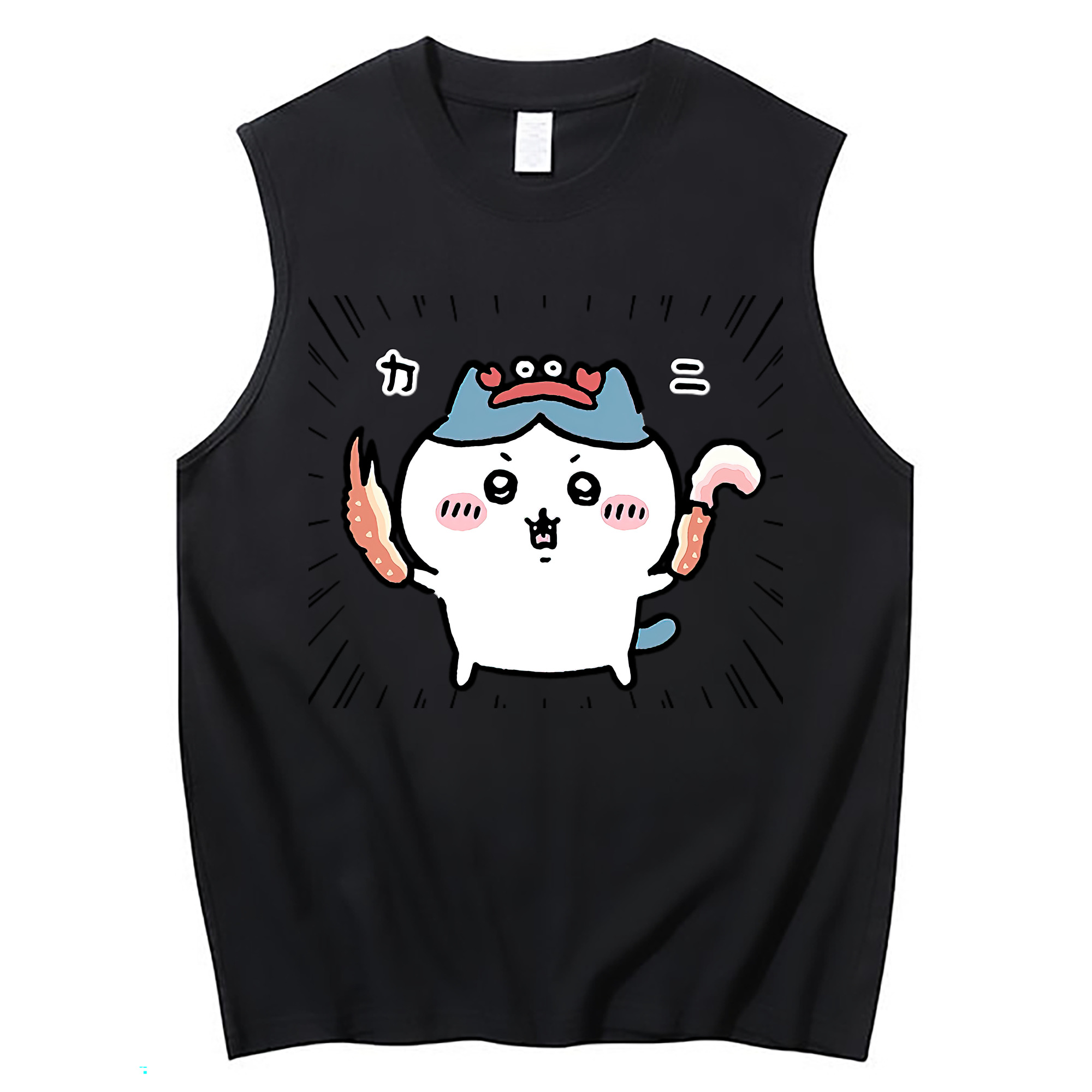 （画像用） ちいかわ ハチワレ Chii-kawa hachiware コットン100％タンクトップ（フロントプリント）