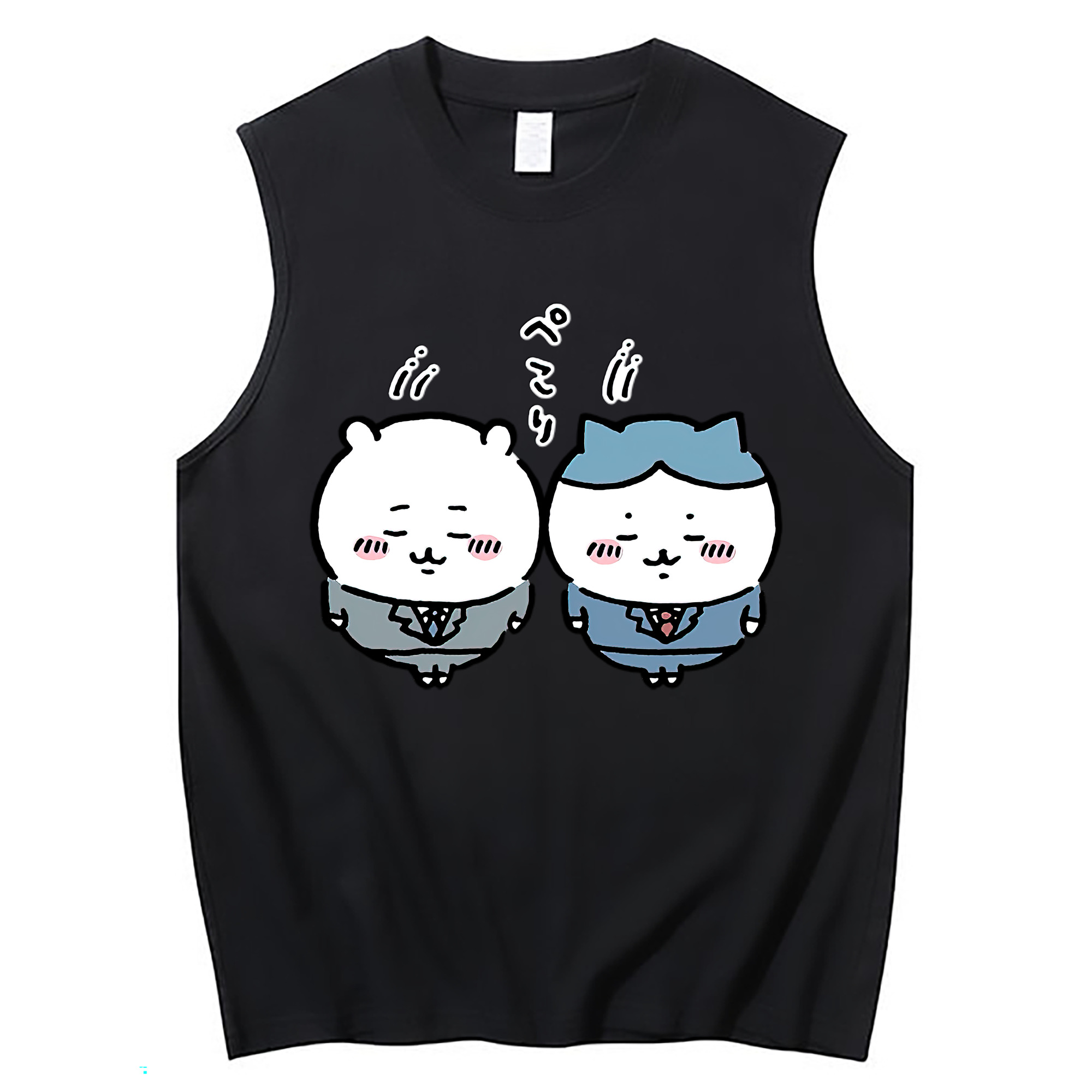 （画像用） ちいかわ ハチワレ Chii-kawa hachiware コットン100％タンクトップ（フロントプリント）