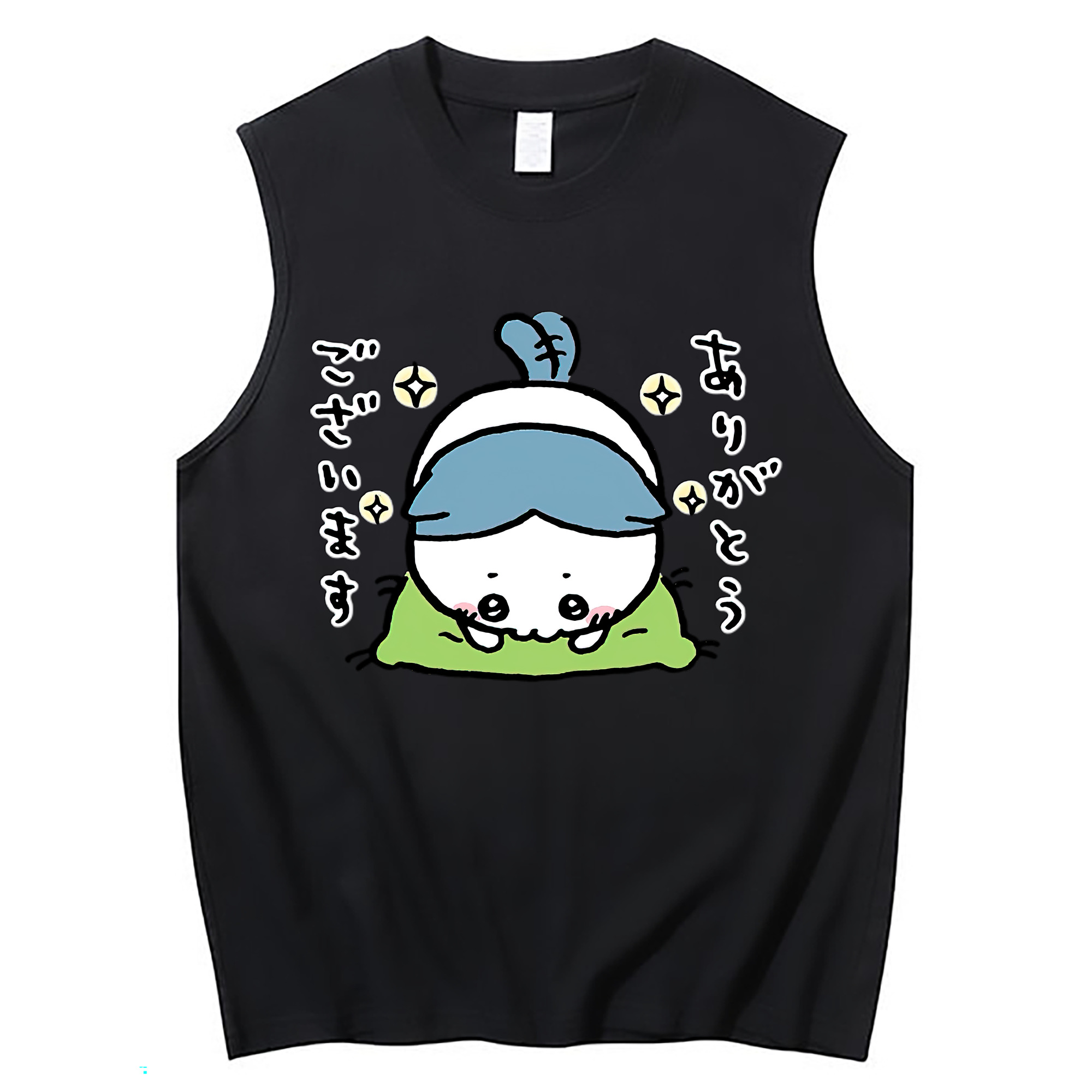 （画像用） ちいかわ ハチワレ Chii-kawa hachiware コットン100％タンクトップ（フロントプリント）