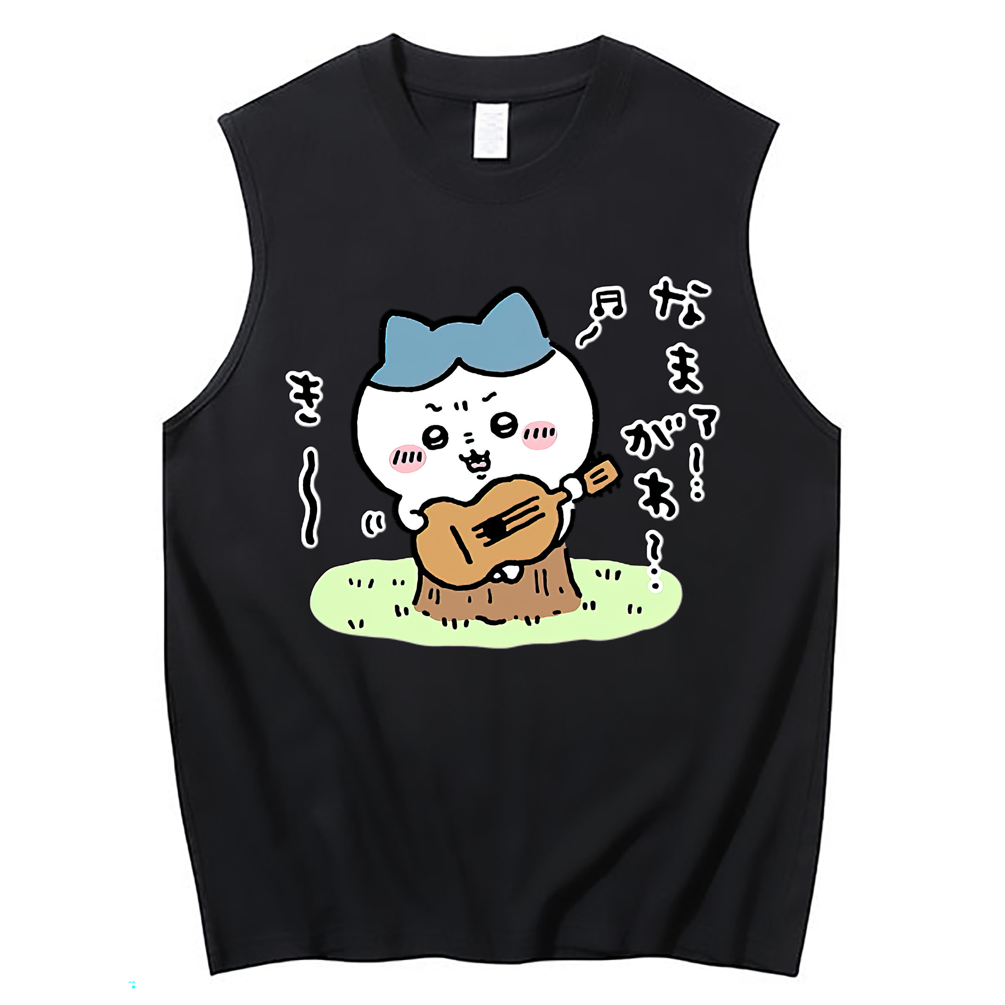 （画像用） ちいかわ ハチワレ Chii-kawa hachiware コットン100％タンクトップ（フロントプリント）