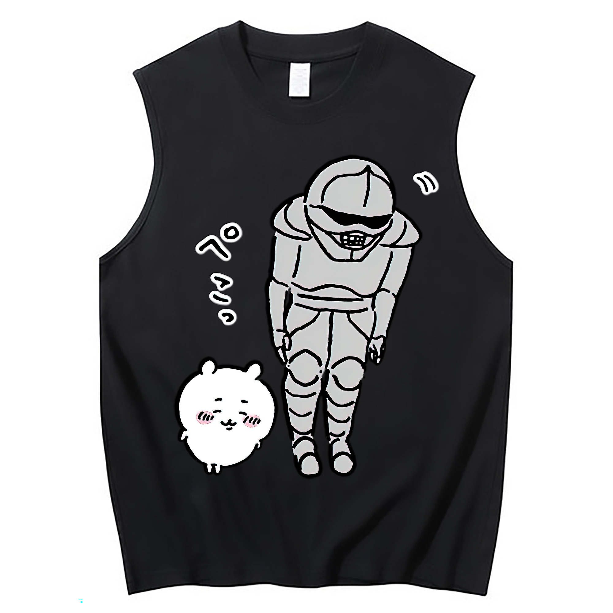 （画像用） ちいかわ 労働の鎧さん Chii-kawa Mr. Armor of Labor コットン100％タンクトップ（フロントプリント）