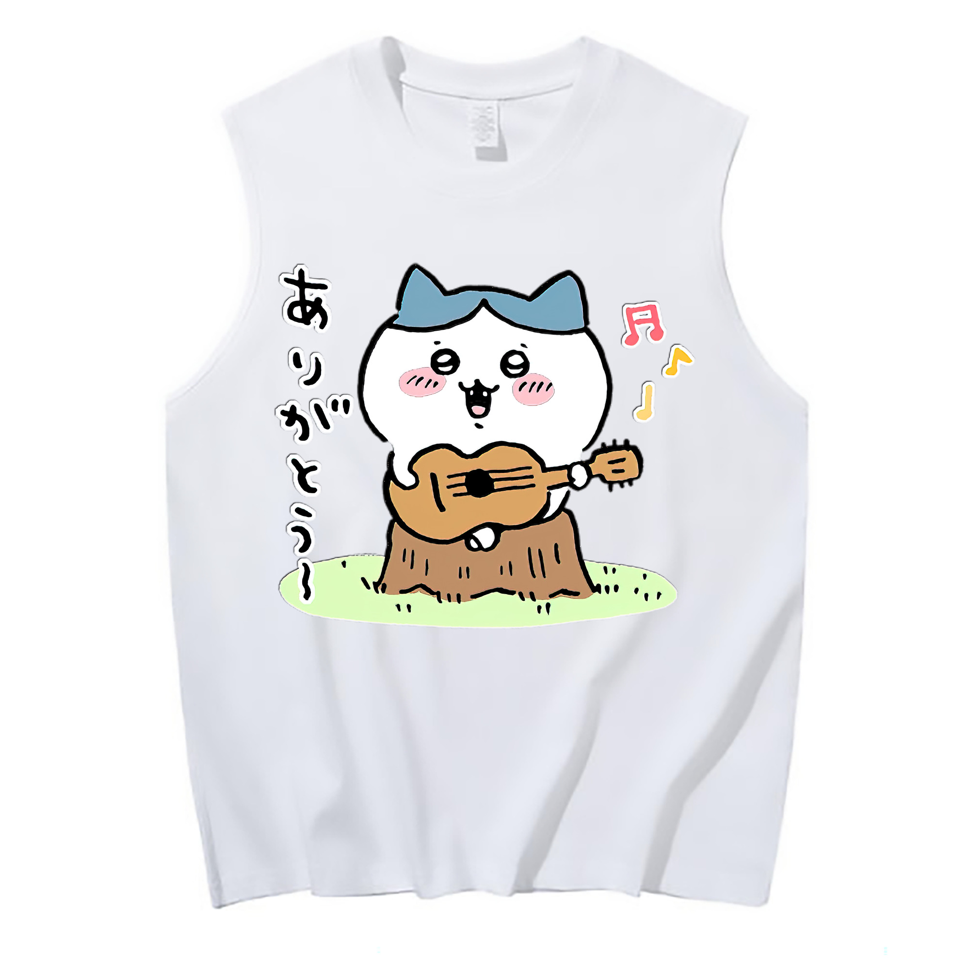 （画像用） ちいかわ ハチワレ Chii-kawa hachiware コットン100％タンクトップ（フロントプリント）