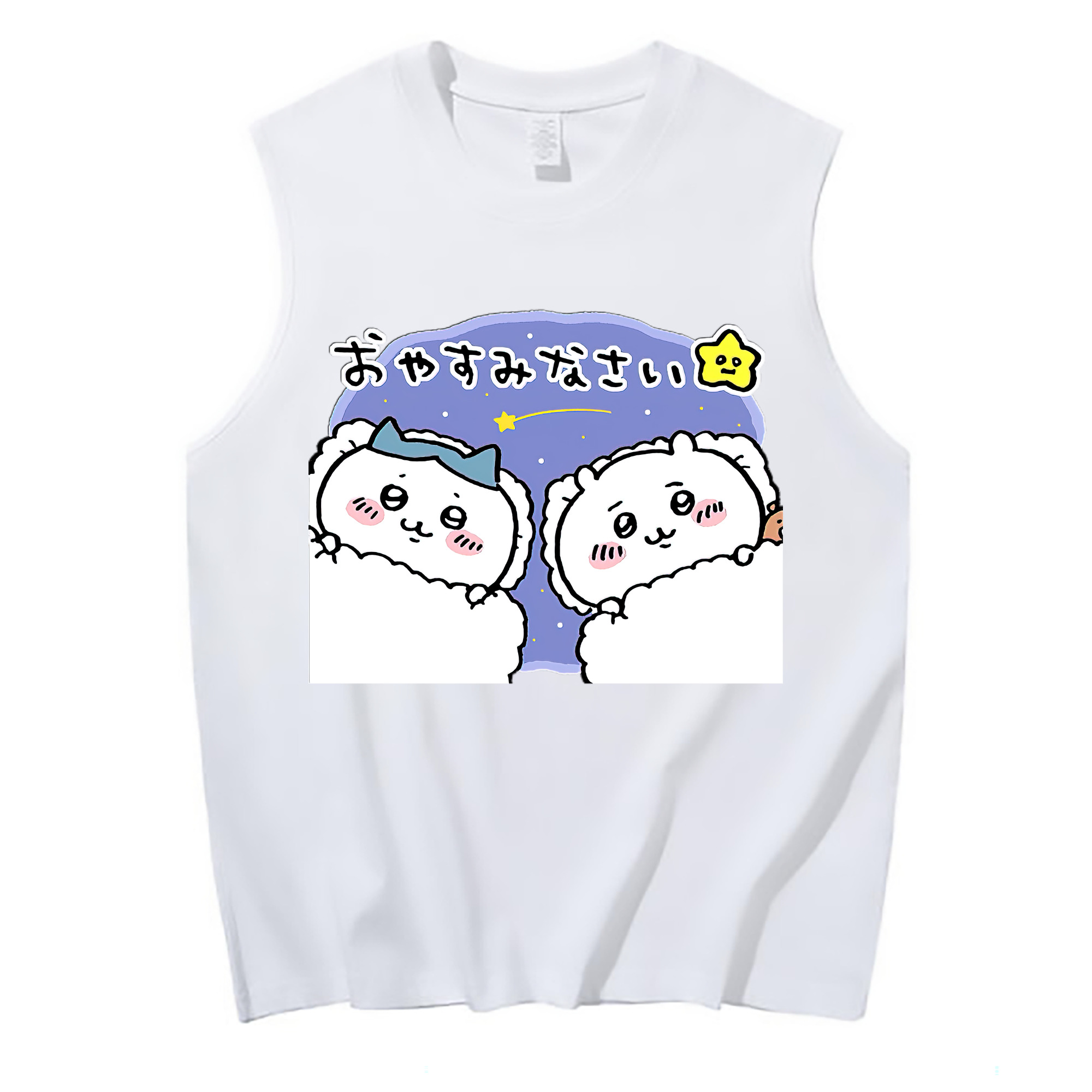 （画像用） ちいかわ ハチワレ Chii-kawa hachiware コットン100％タンクトップ（フロントプリント）