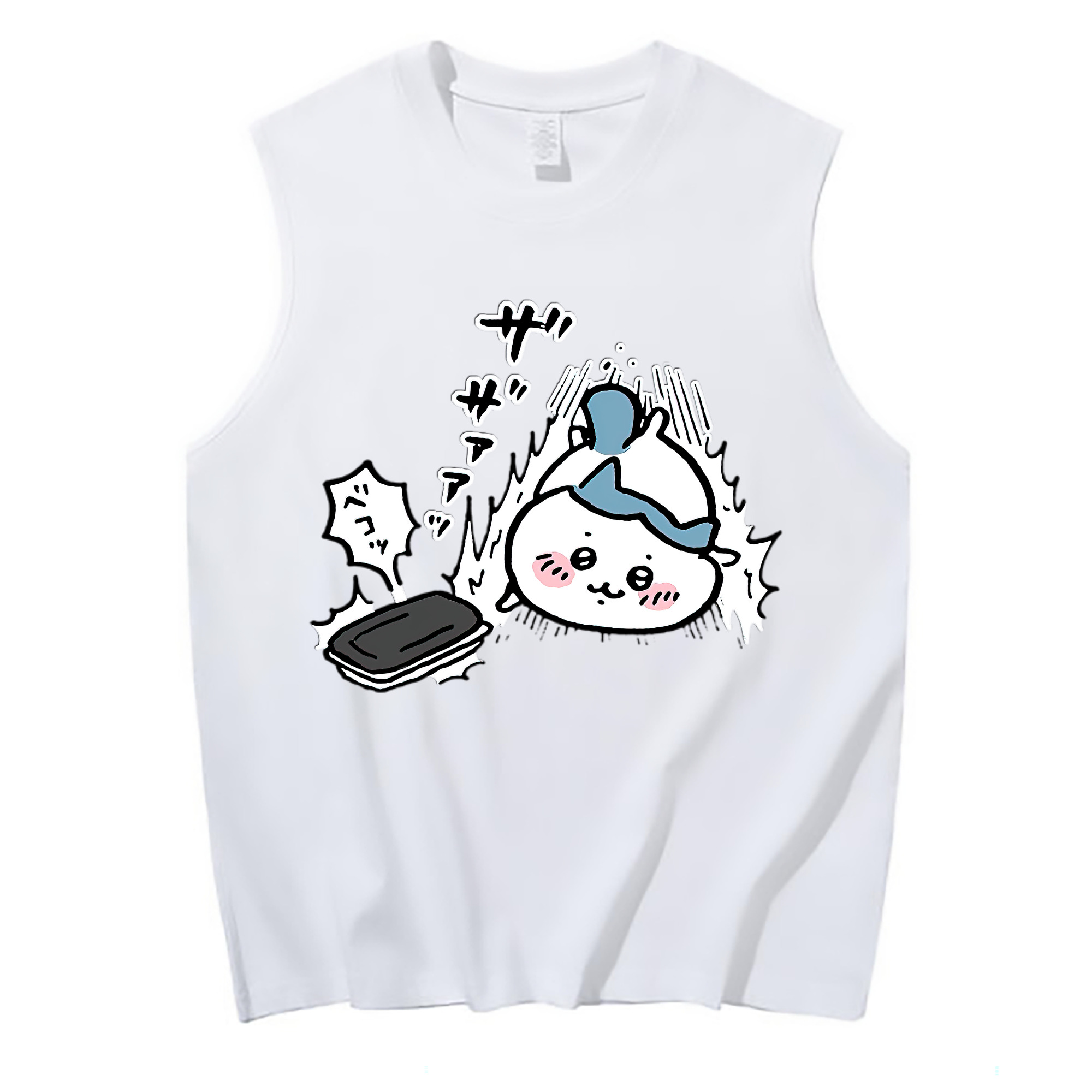 （画像用） ちいかわ ハチワレ Chii-kawa hachiware コットン100％タンクトップ（フロントプリント）