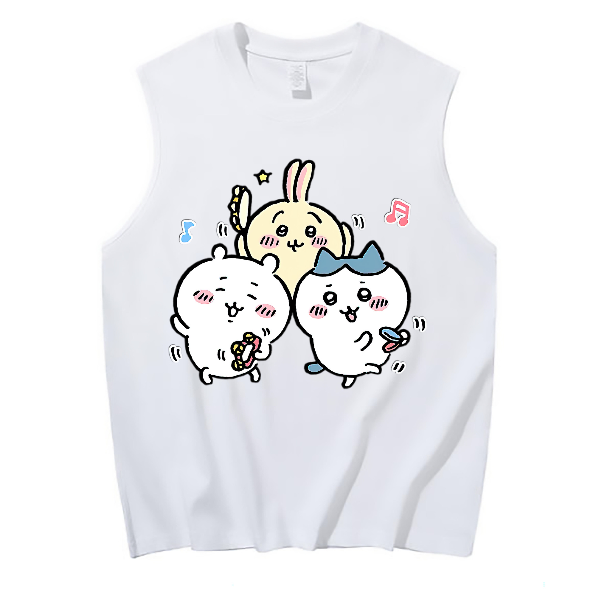 （画像用） ちいかわ ハチワレ Chii-kawa hachiware コットン100％タンクトップ（フロントプリント）