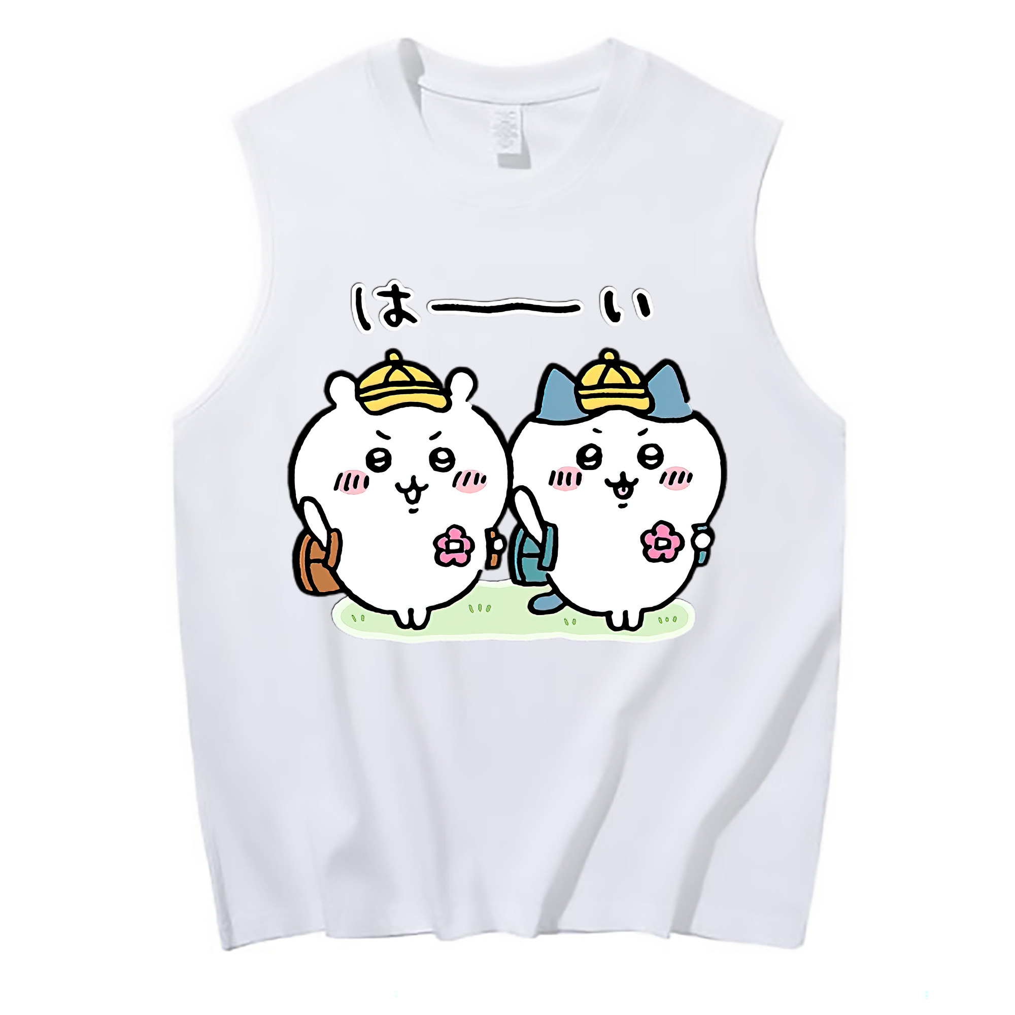 （画像用） ちいかわ ハチワレ Chii-kawa hachiware コットン100％タンクトップ（フロントプリント）