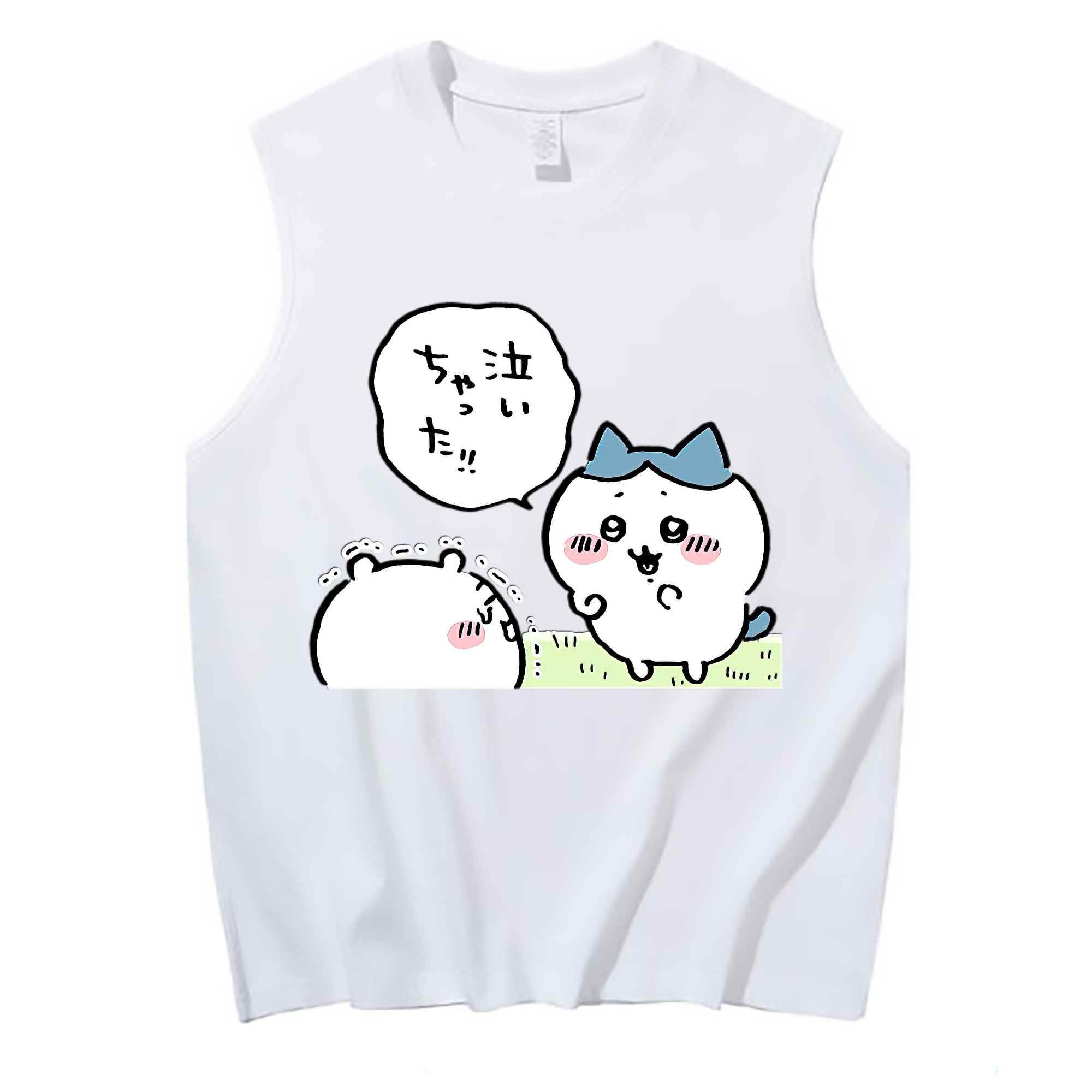 （画像用） ちいかわ ハチワレ Chii-kawa hachiware コットン100％タンクトップ（フロントプリント）
