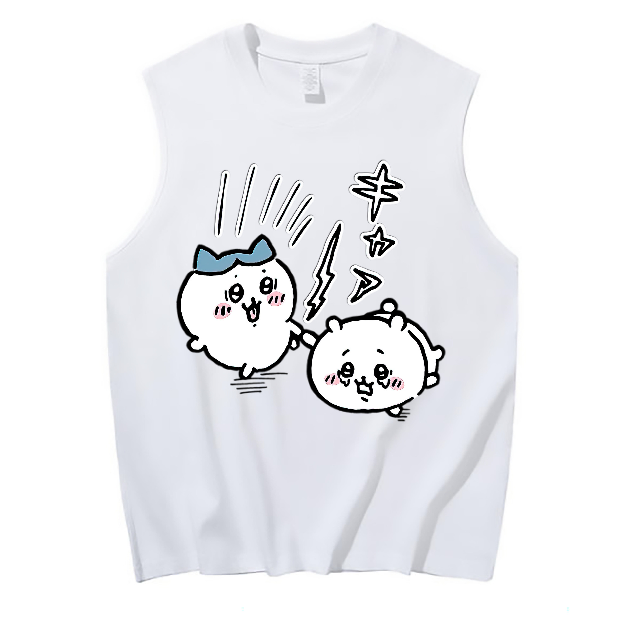 （画像用） ちいかわ ハチワレ Chii-kawa hachiware コットン100％タンクトップ（フロントプリント）