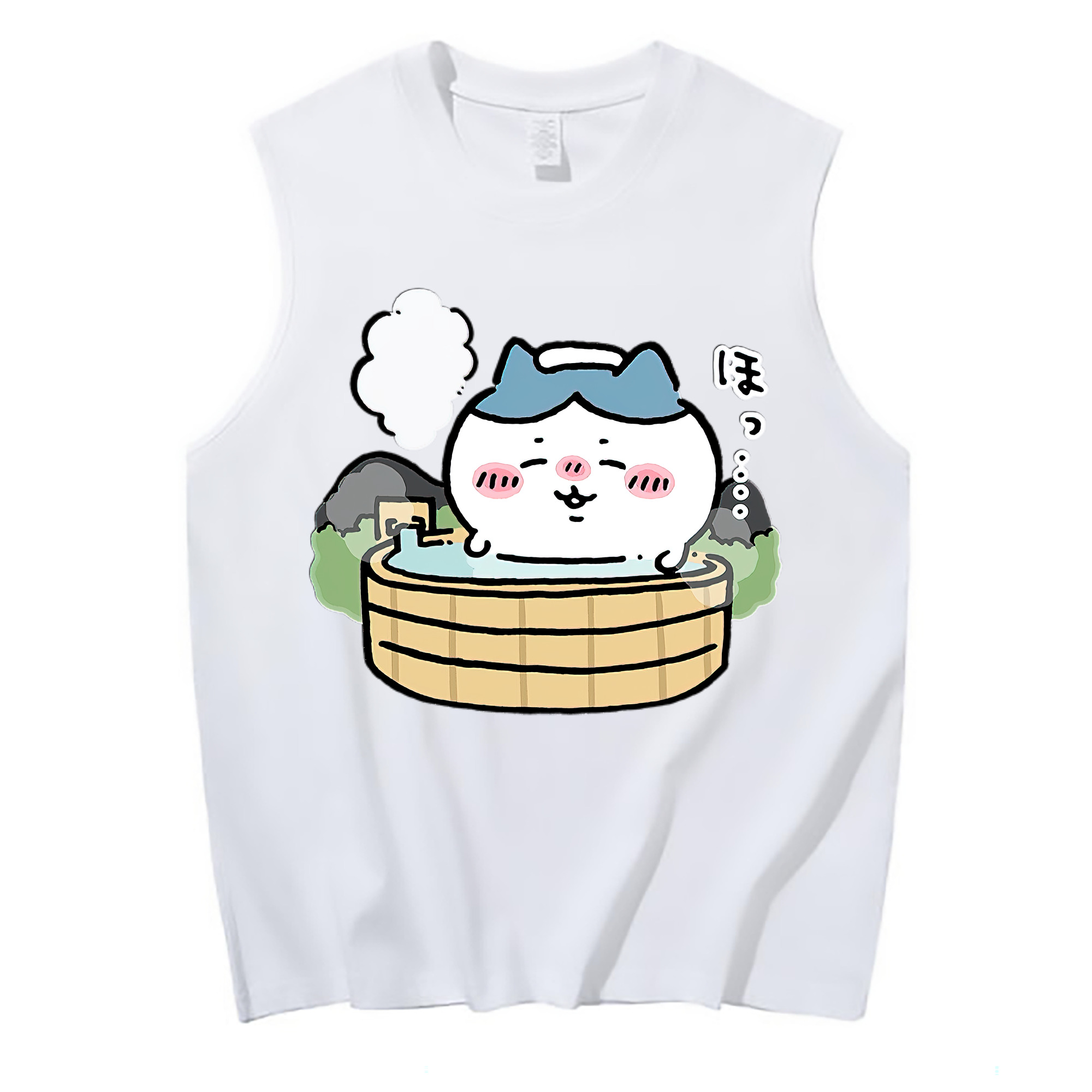 （画像用） ちいかわ ハチワレ Chii-kawa hachiware コットン100％タンクトップ（フロントプリント）