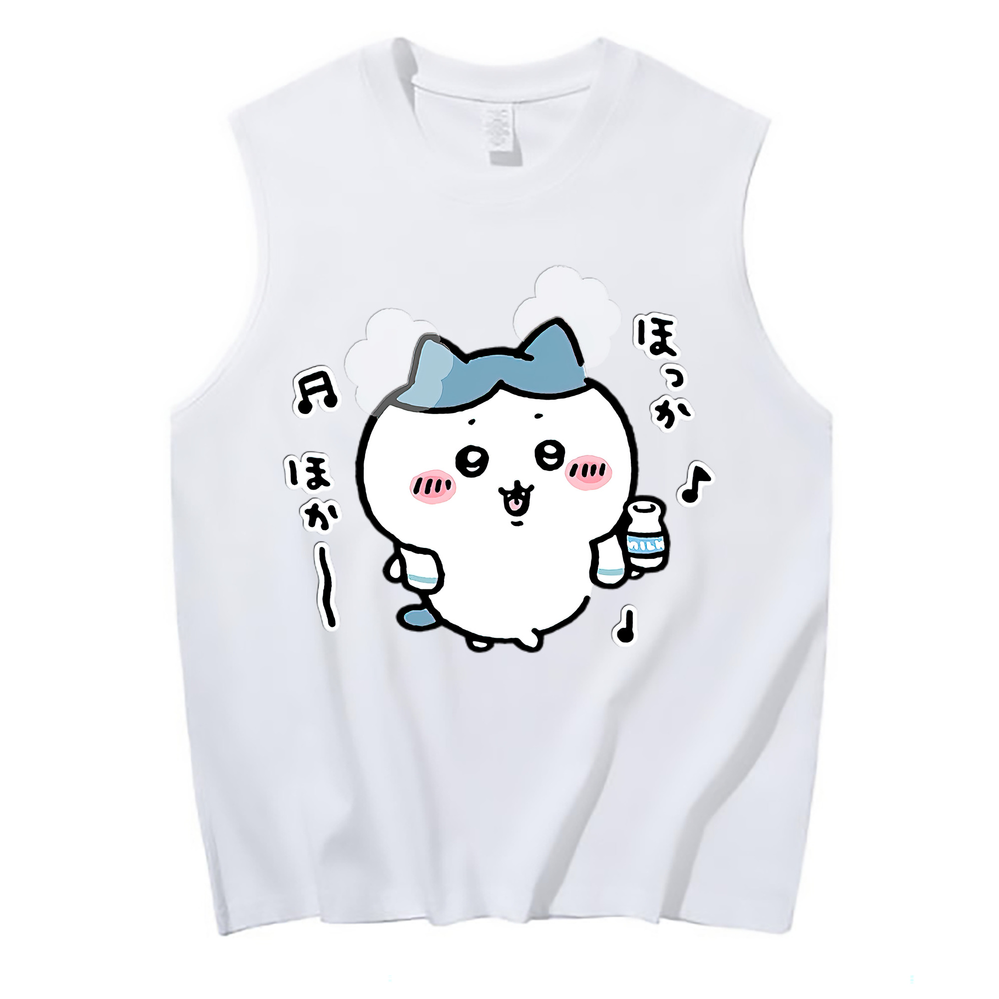 （画像用） ちいかわ ハチワレ Chii-kawa hachiware コットン100％タンクトップ（フロントプリント）