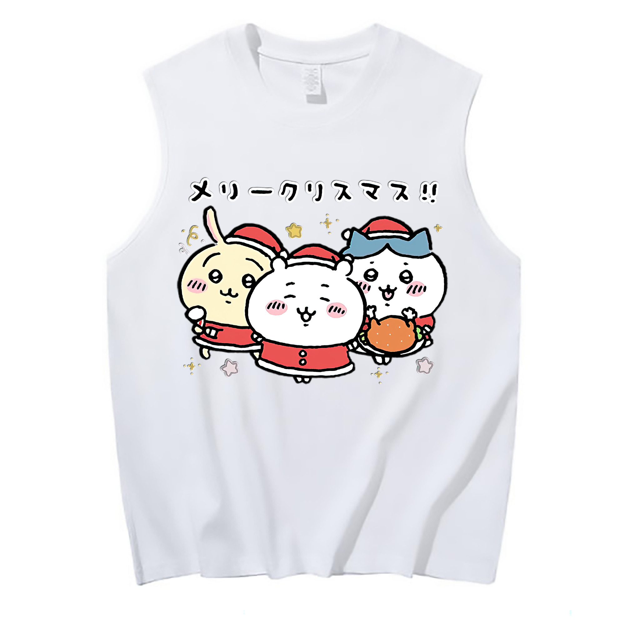 （画像用） ちいかわ ハチワレ Chii-kawa hachiware コットン100％タンクトップ（フロントプリント）
