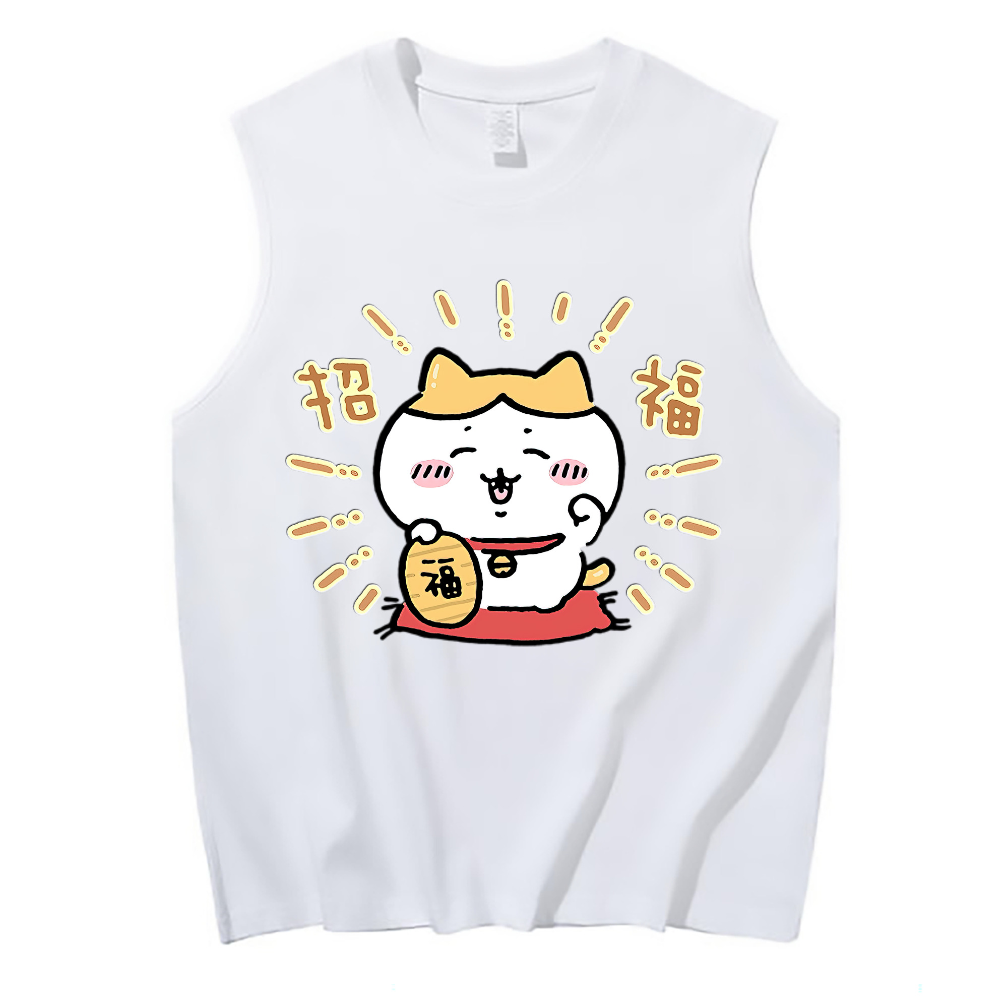 （画像用） ちいかわ ハチワレ Chii-kawa hachiware コットン100％タンクトップ（フロントプリント）