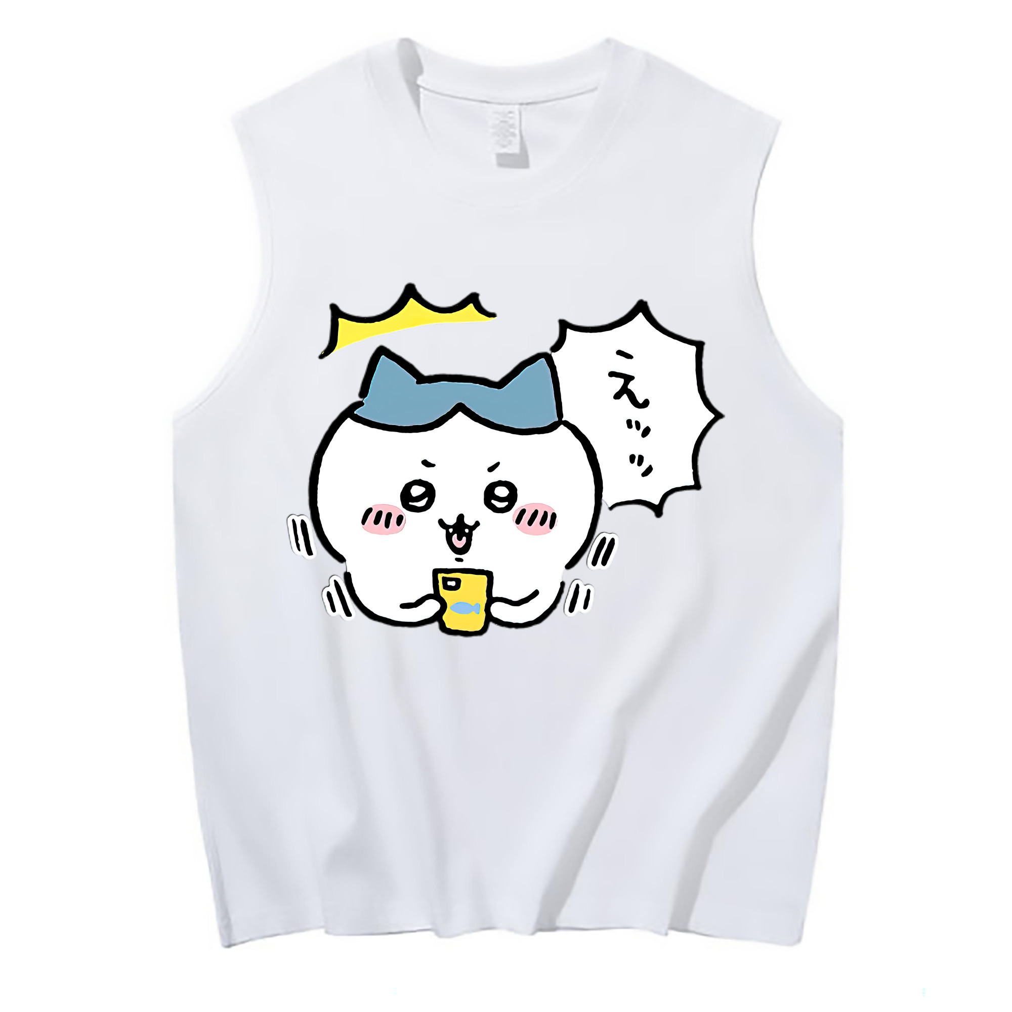 （画像用） ちいかわ ハチワレ Chii-kawa hachiware コットン100％タンクトップ（フロントプリント）