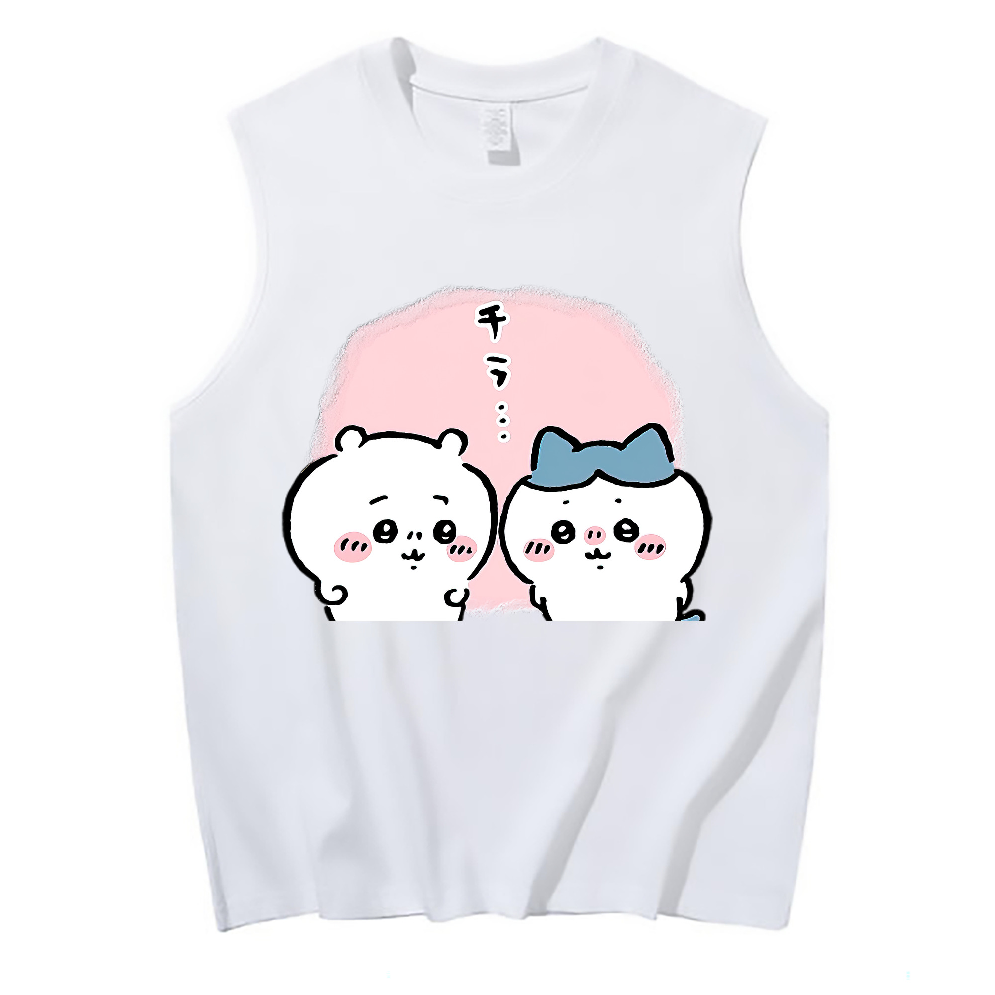 （画像用） ちいかわ ハチワレ Chii-kawa hachiware コットン100％タンクトップ（フロントプリント）