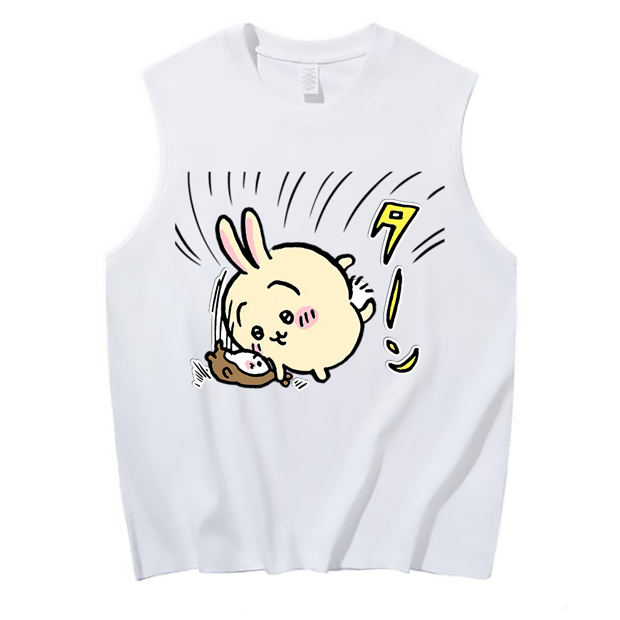 （画像用） ちいかわ うさぎ Chii-kawa usagi コットン100％タンクトップ（フロントプリント）
