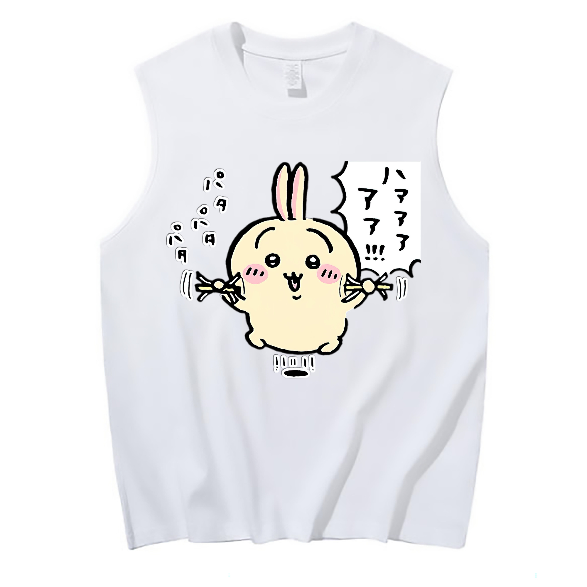 （画像用） ちいかわ うさぎ Chii-kawa usagi コットン100％タンクトップ（フロントプリント）