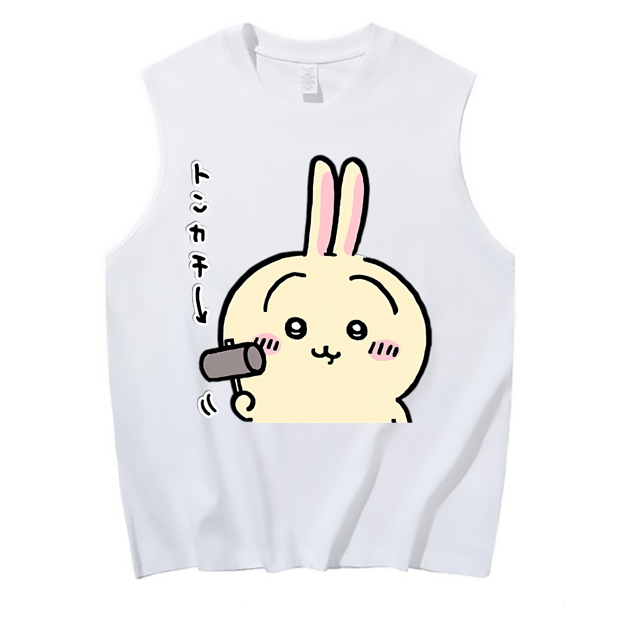 （画像用） ちいかわ うさぎ Chii-kawa usagi コットン100％タンクトップ（フロントプリント）