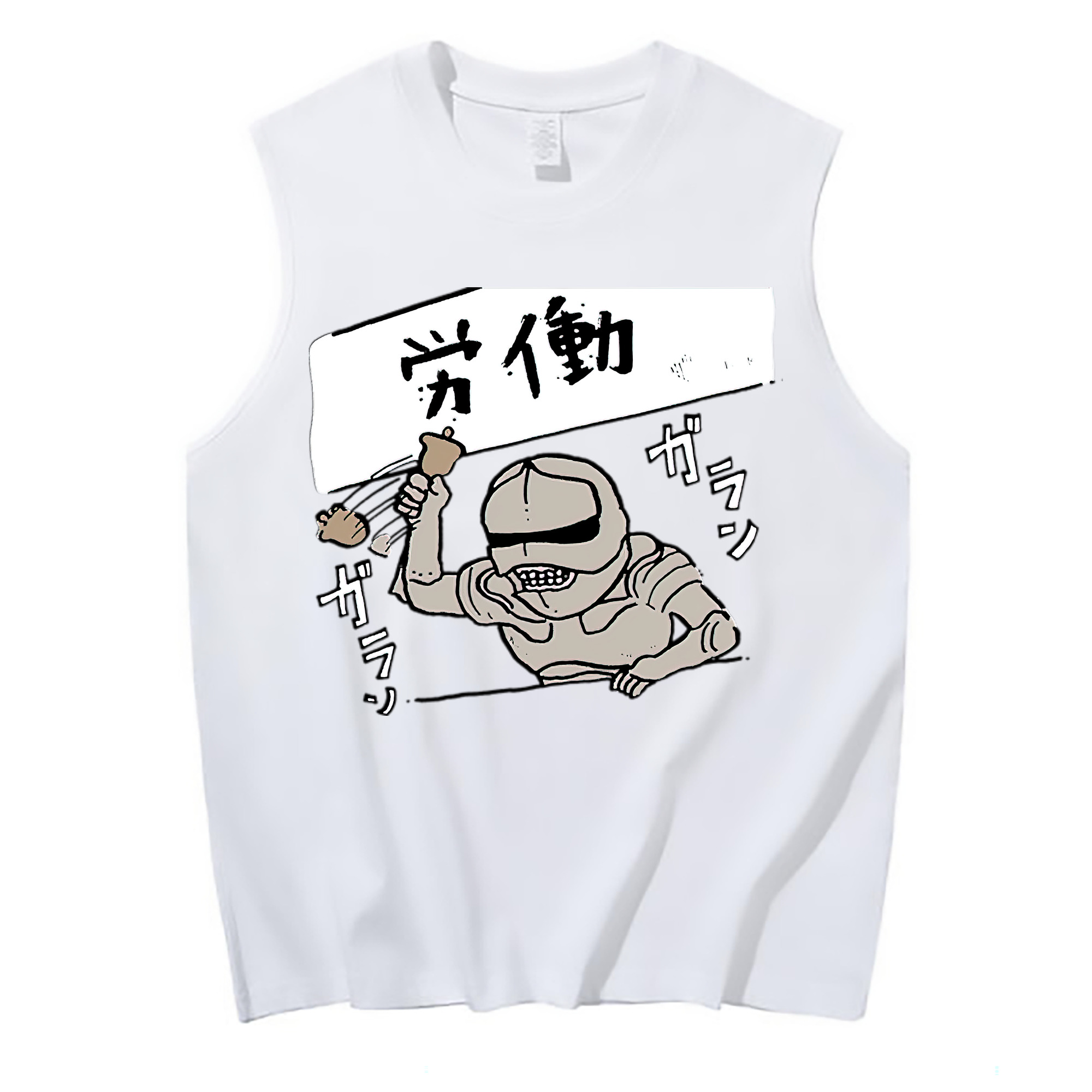 （画像用） ちいかわ 労働の鎧さん Chii-kawa Mr. Armor of Labor コットン100％タンクトップ（フロントプリント）