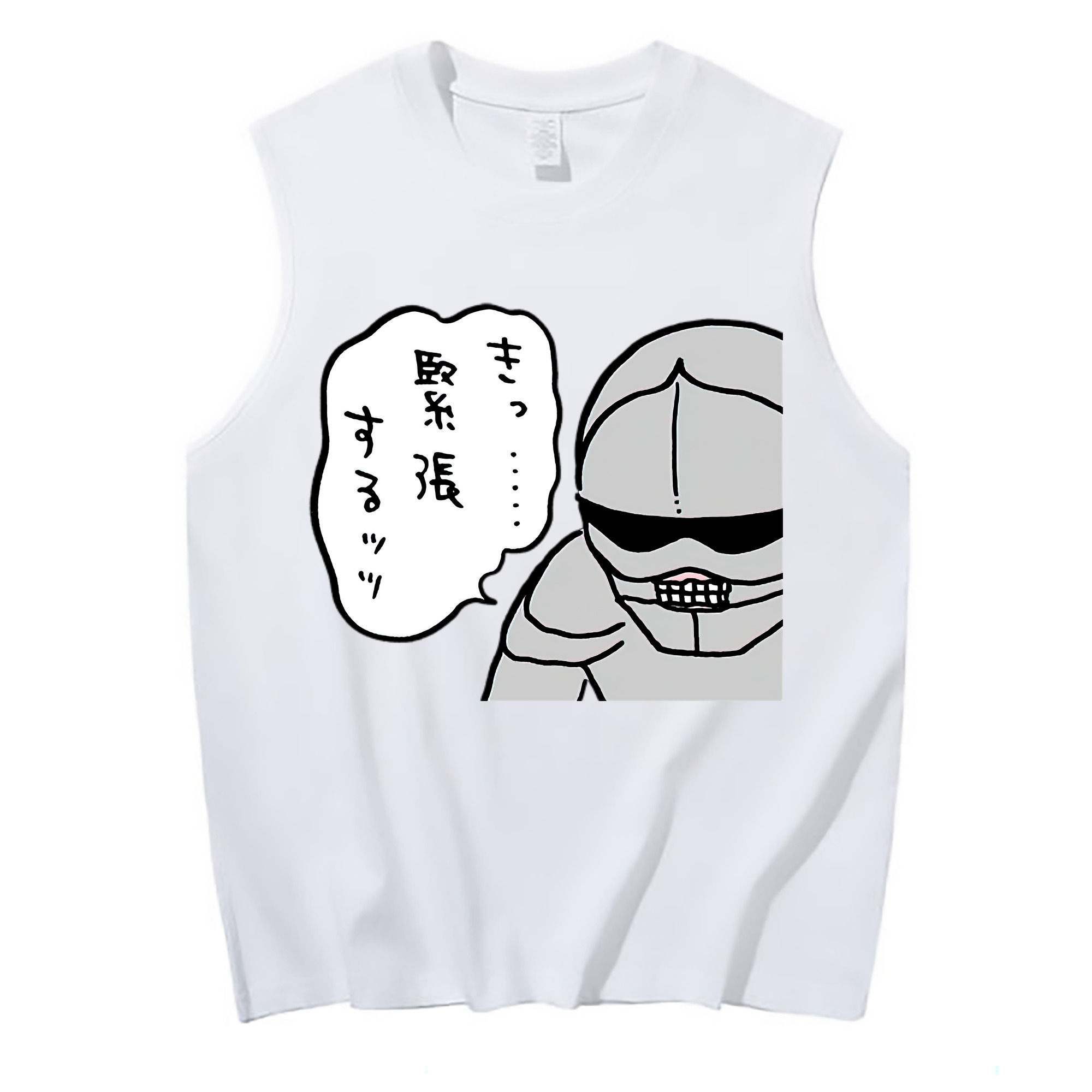 （画像用） ちいかわ 労働の鎧さん Chii-kawa Mr. Armor of Labor コットン100％タンクトップ（フロントプリント）