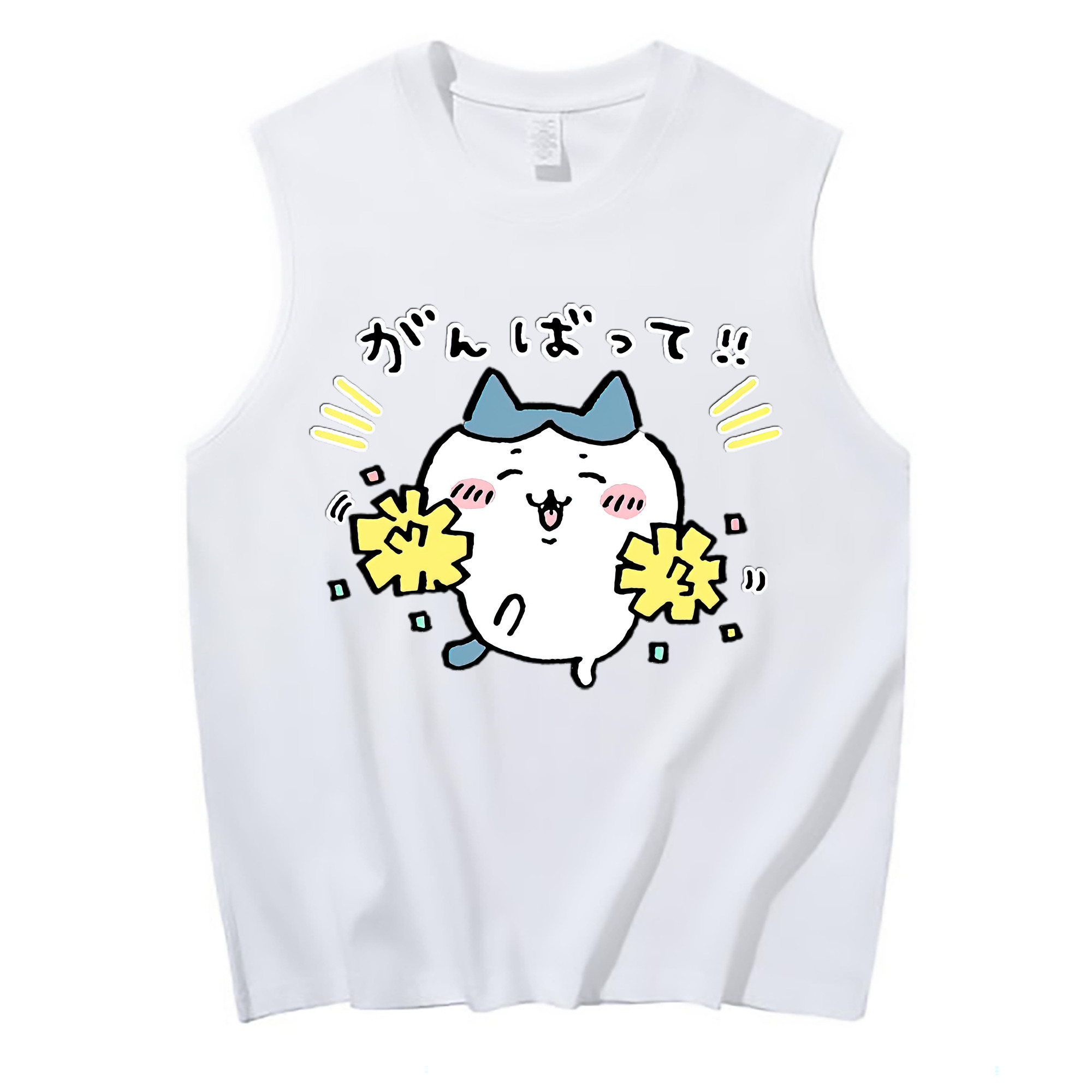 （画像用） ちいかわ ハチワレ Chii-kawa hachiware コットン100％タンクトップ（フロントプリント）