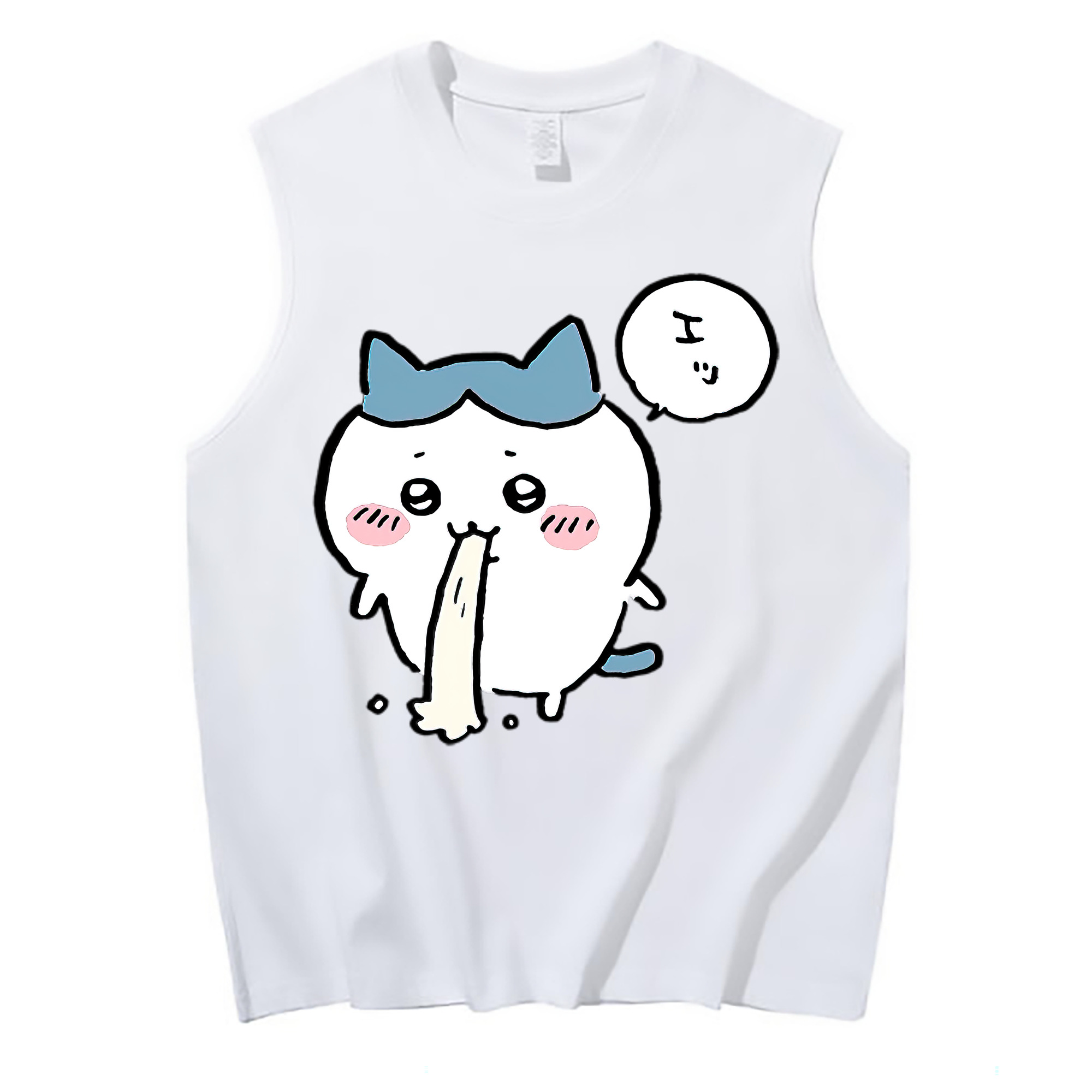 （画像用） ちいかわ ハチワレ Chii-kawa hachiware コットン100％タンクトップ（フロントプリント）
