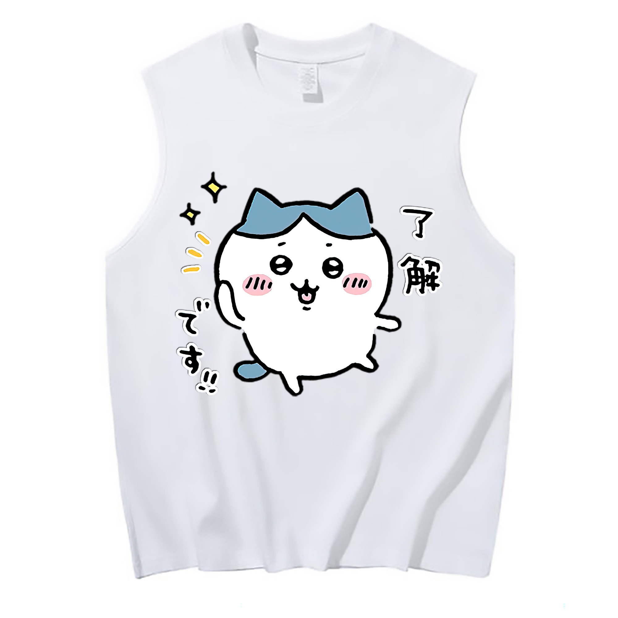 （画像用） ちいかわ ハチワレ Chii-kawa hachiware コットン100％タンクトップ（フロントプリント）