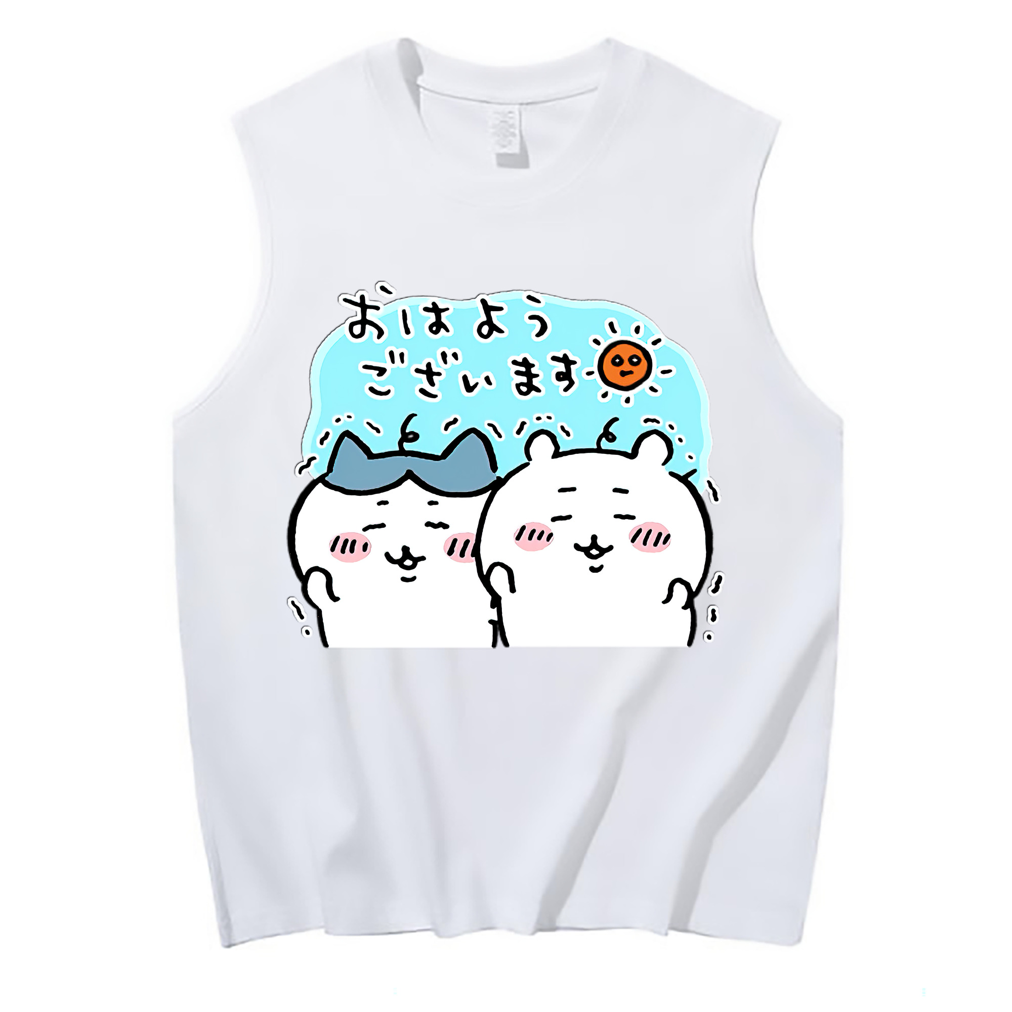 （画像用） ちいかわ ハチワレ Chii-kawa hachiware コットン100％タンクトップ（フロントプリント）