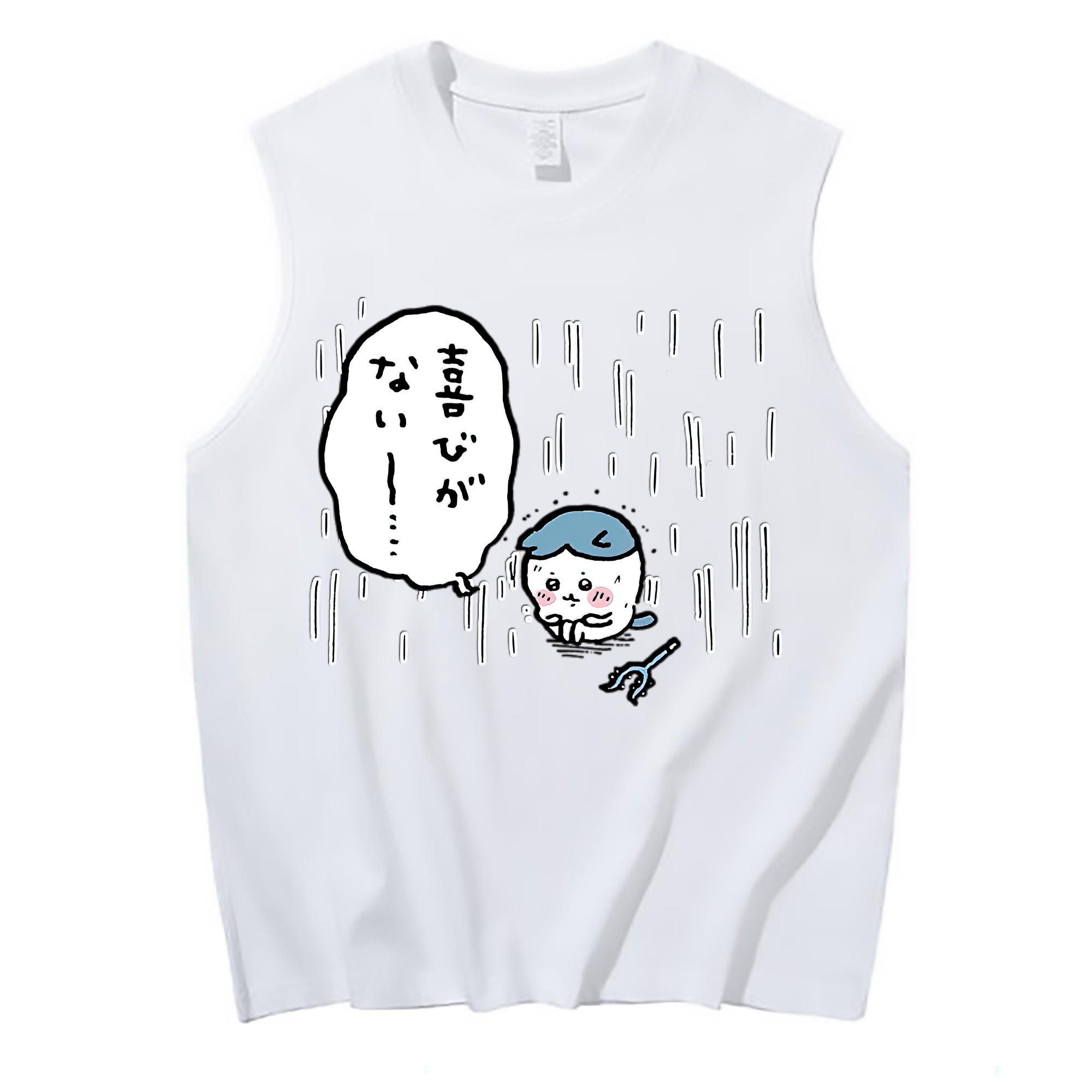 （画像用） ちいかわ ハチワレ Chii-kawa hachiware コットン100％タンクトップ（フロントプリント）