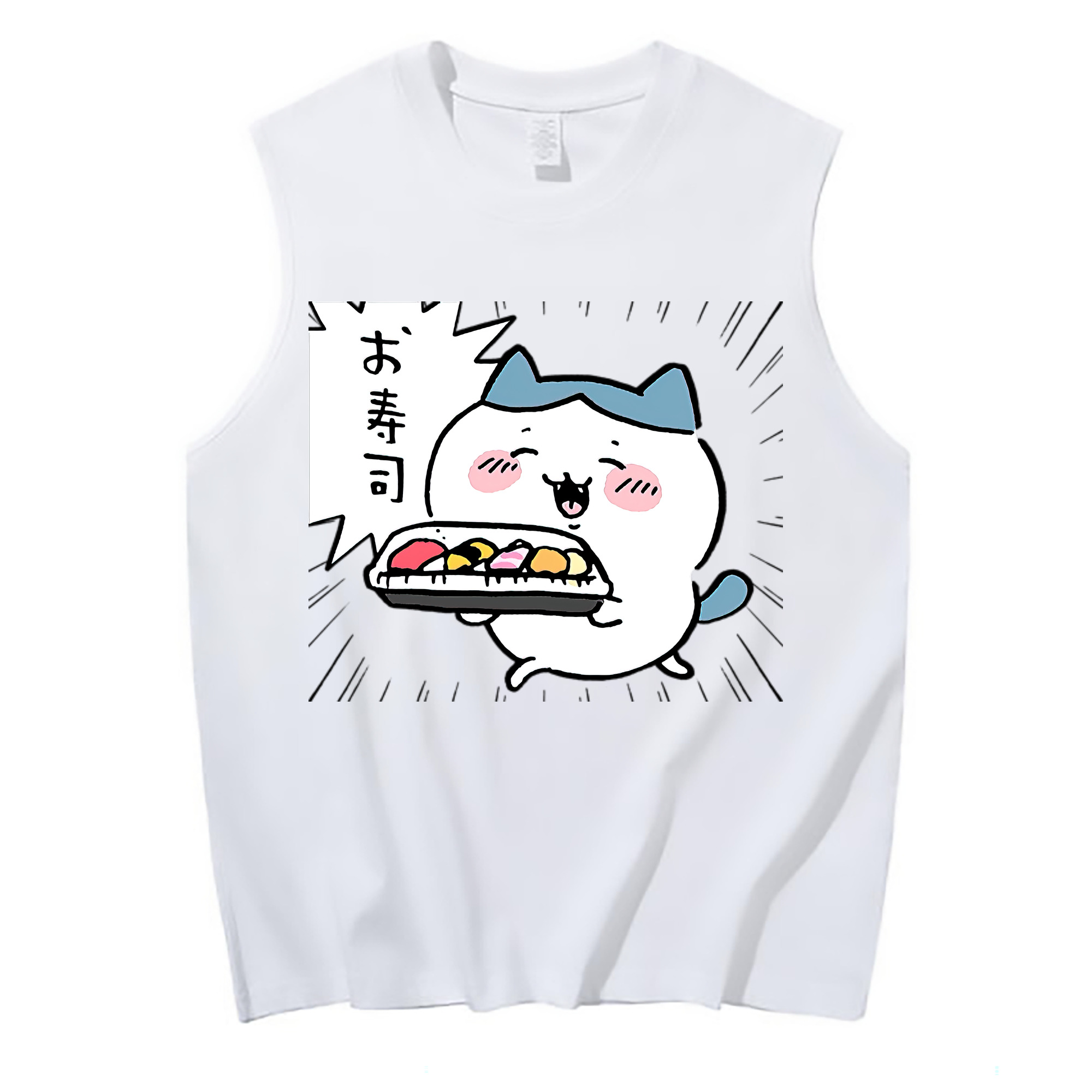 （画像用） ちいかわ ハチワレ Chii-kawa hachiware コットン100％タンクトップ（フロントプリント）