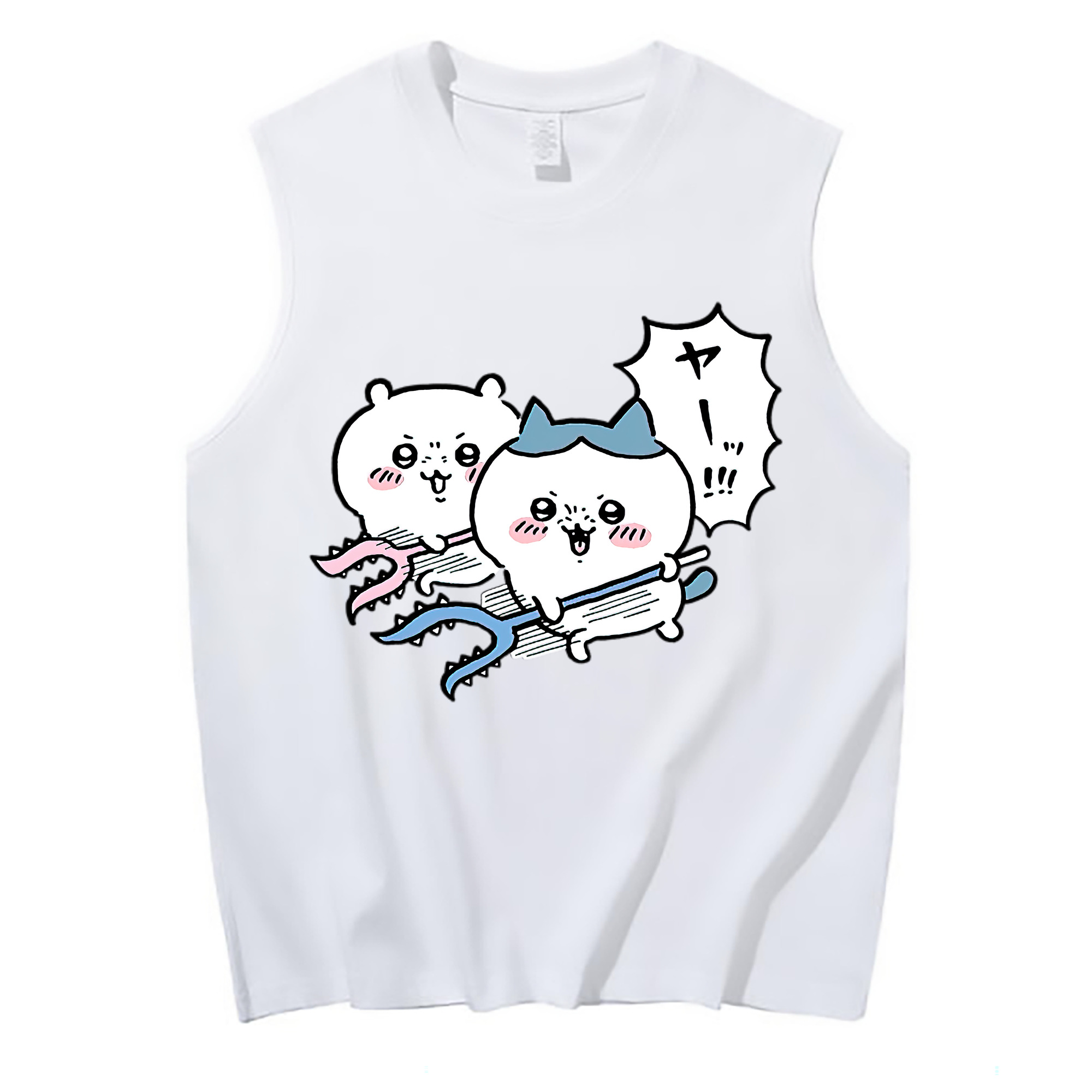 （画像用） ちいかわ ハチワレ Chii-kawa hachiware コットン100％タンクトップ（フロントプリント）
