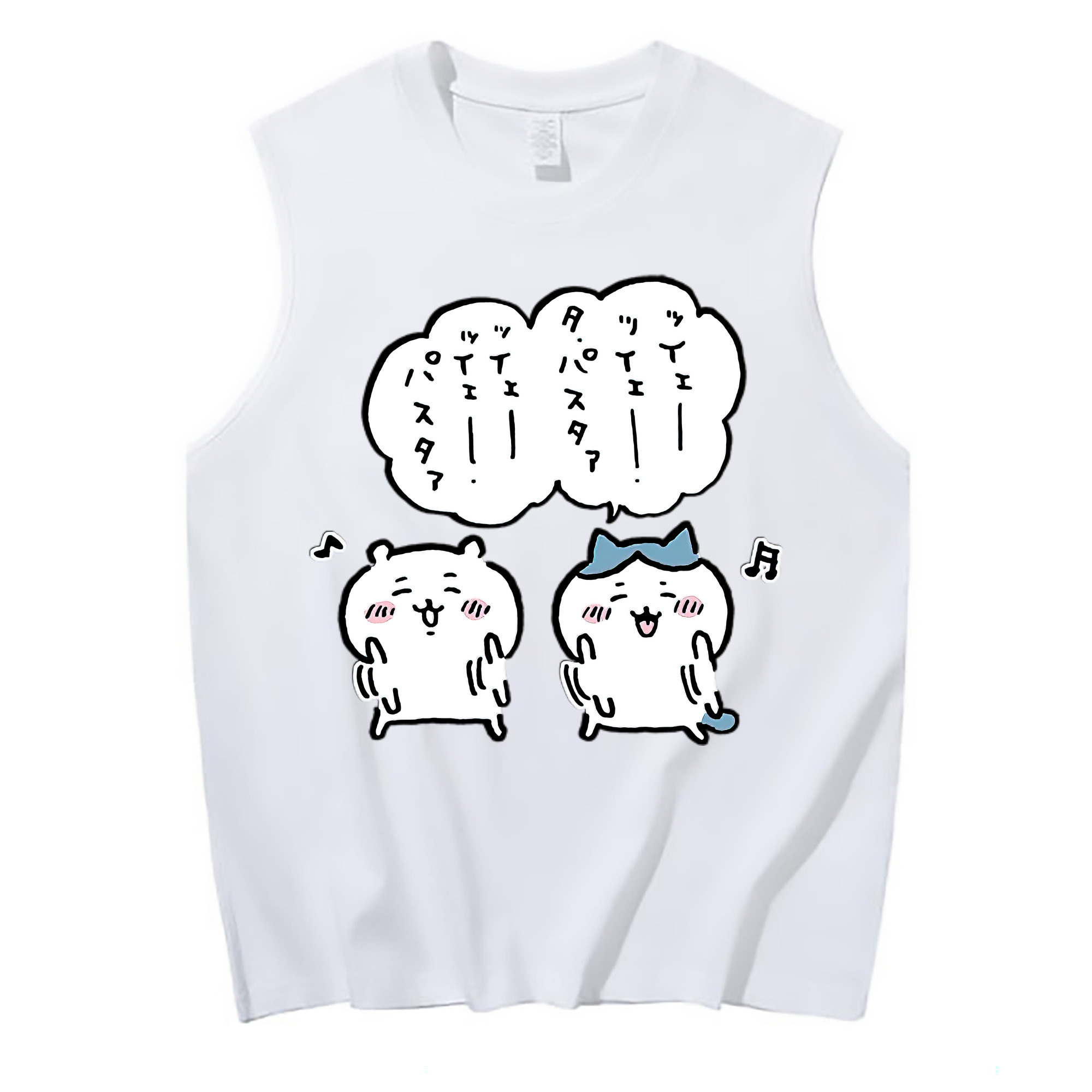 （画像用） ちいかわ ハチワレ Chii-kawa hachiware コットン100％タンクトップ（フロントプリント）