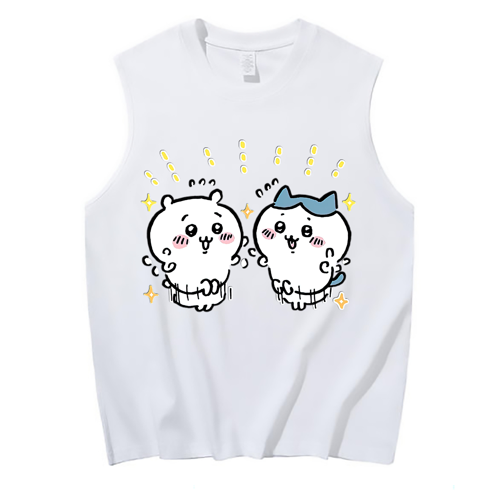 （画像用） ちいかわ ハチワレ Chii-kawa hachiware コットン100％タンクトップ（フロントプリント）