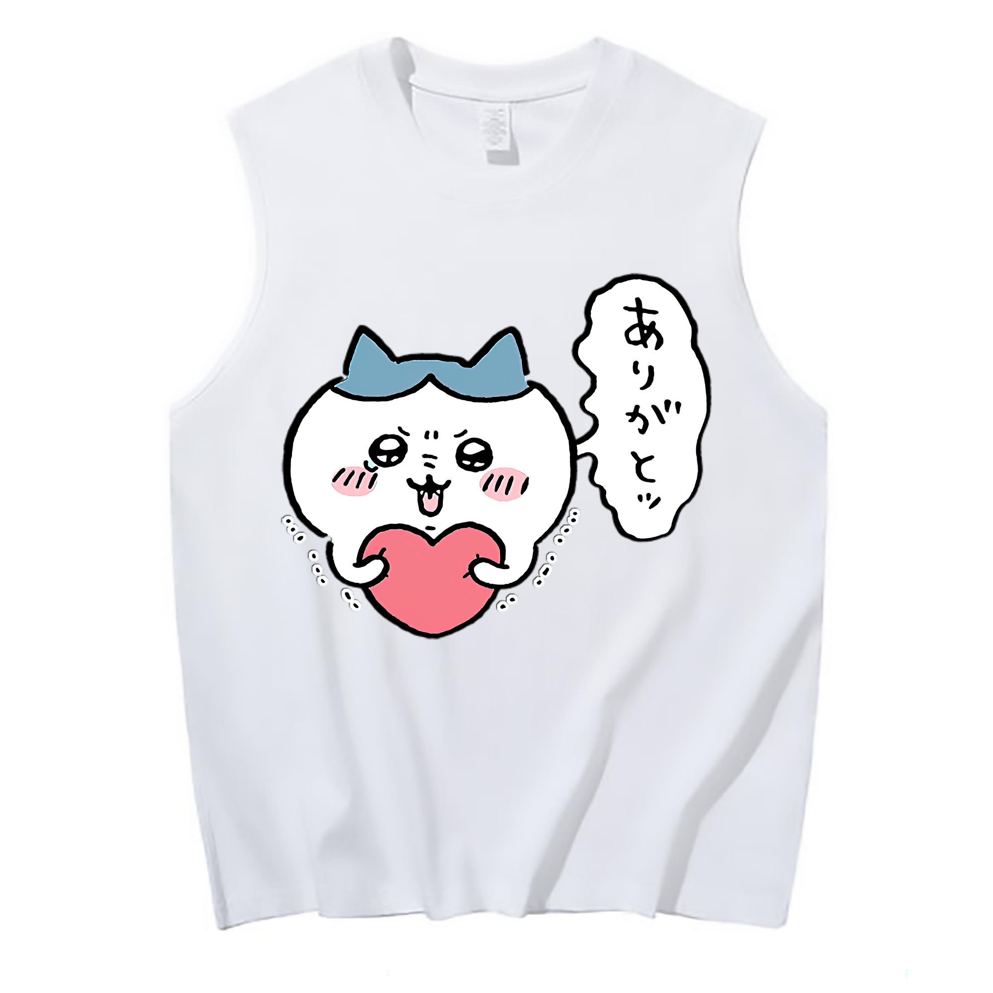 （画像用） ちいかわ ハチワレ Chii-kawa hachiware コットン100％タンクトップ（フロントプリント）
