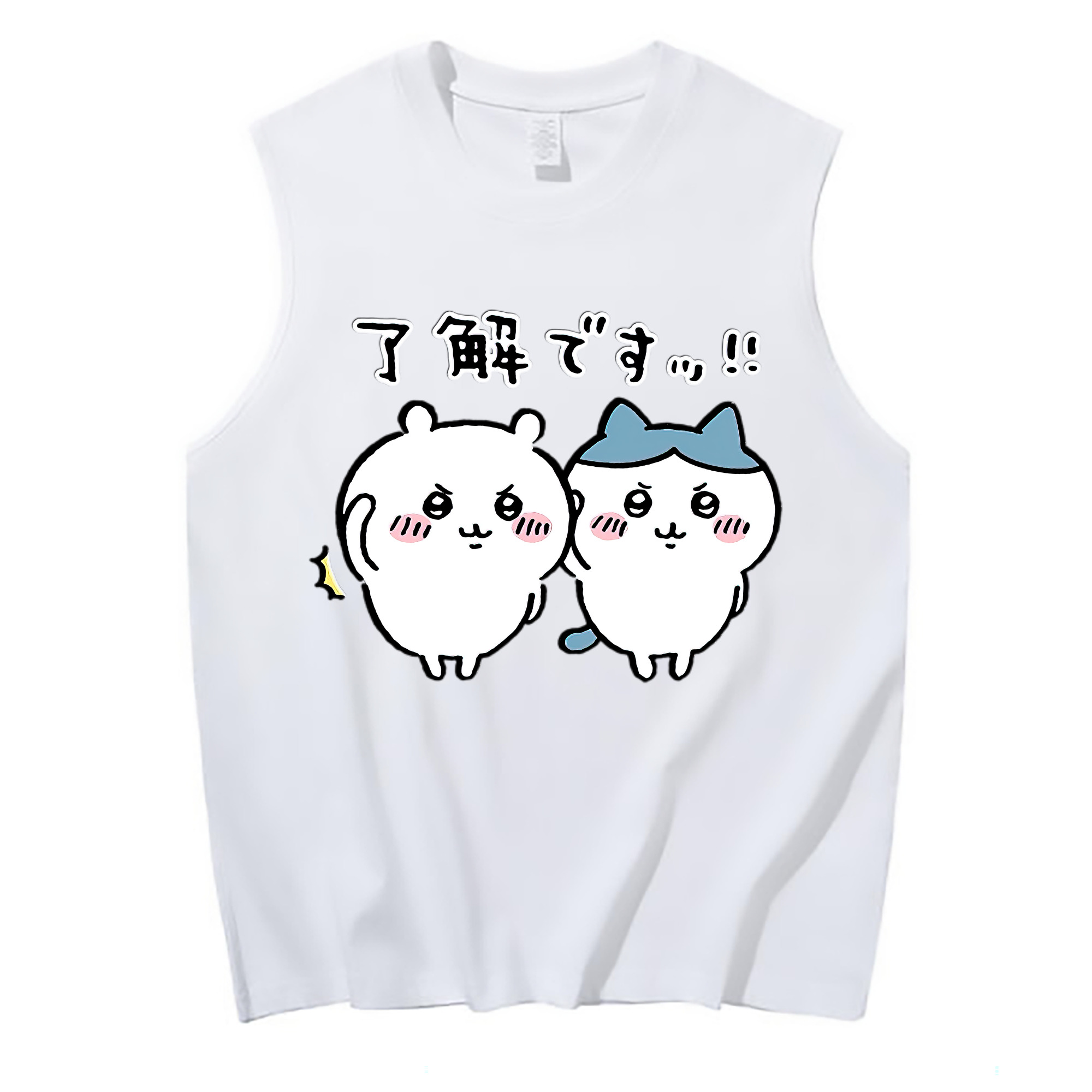 （画像用） ちいかわ ハチワレ Chii-kawa hachiware コットン100％タンクトップ（フロントプリント）