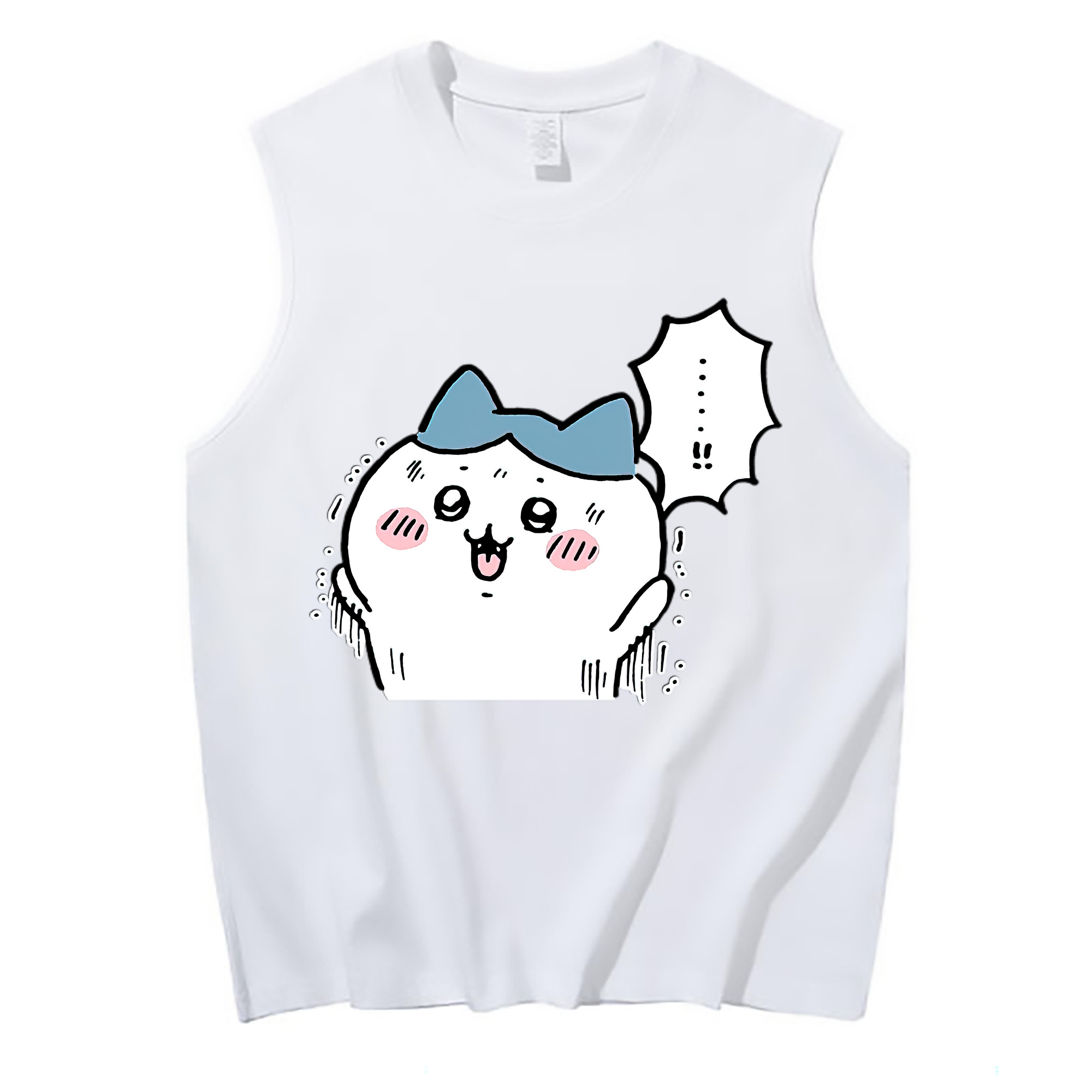 （画像用） ちいかわ ハチワレ Chii-kawa hachiware コットン100％タンクトップ（フロントプリント）