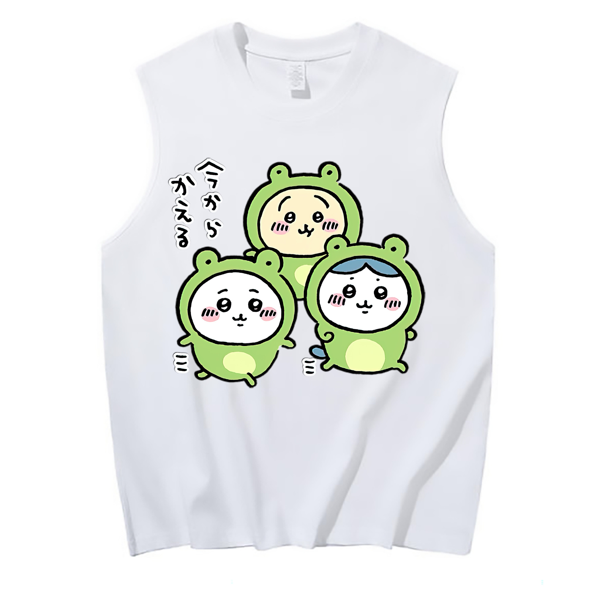 （画像用） ちいかわ ハチワレ Chii-kawa hachiware コットン100％タンクトップ（フロントプリント）