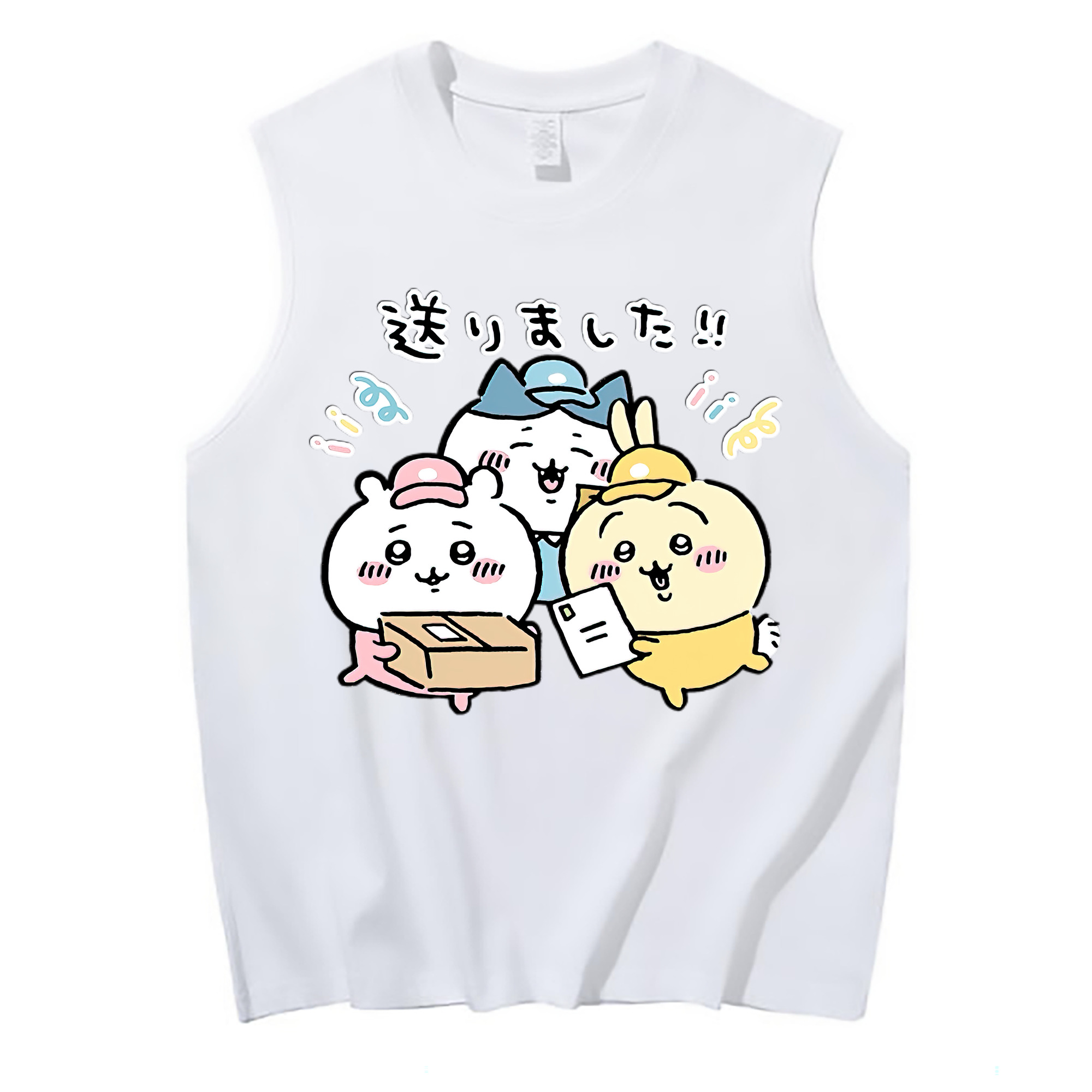 （画像用） ちいかわ ハチワレ Chii-kawa hachiware コットン100％タンクトップ（フロントプリント）