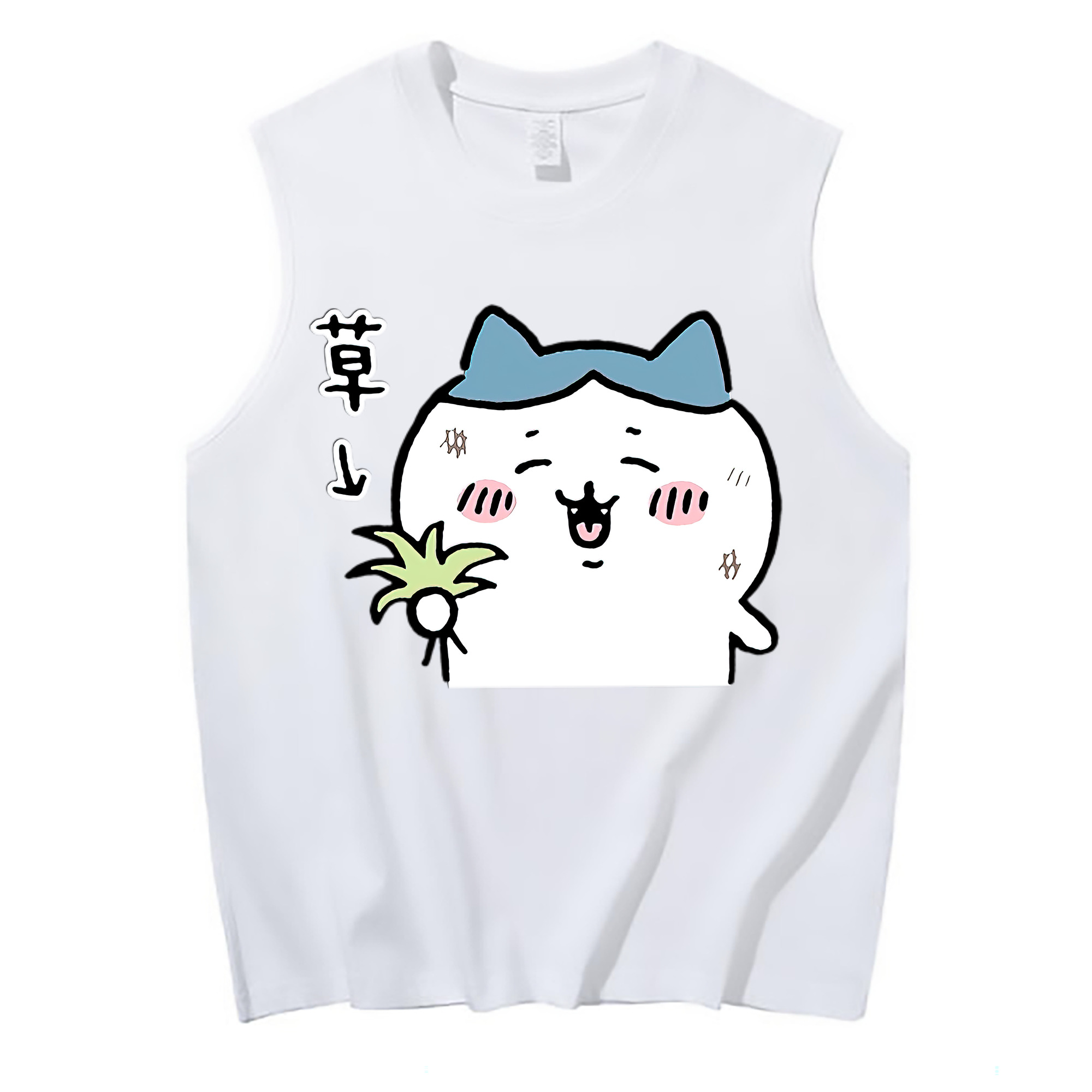 （画像用） ちいかわ ハチワレ Chii-kawa hachiware コットン100％タンクトップ（フロントプリント）