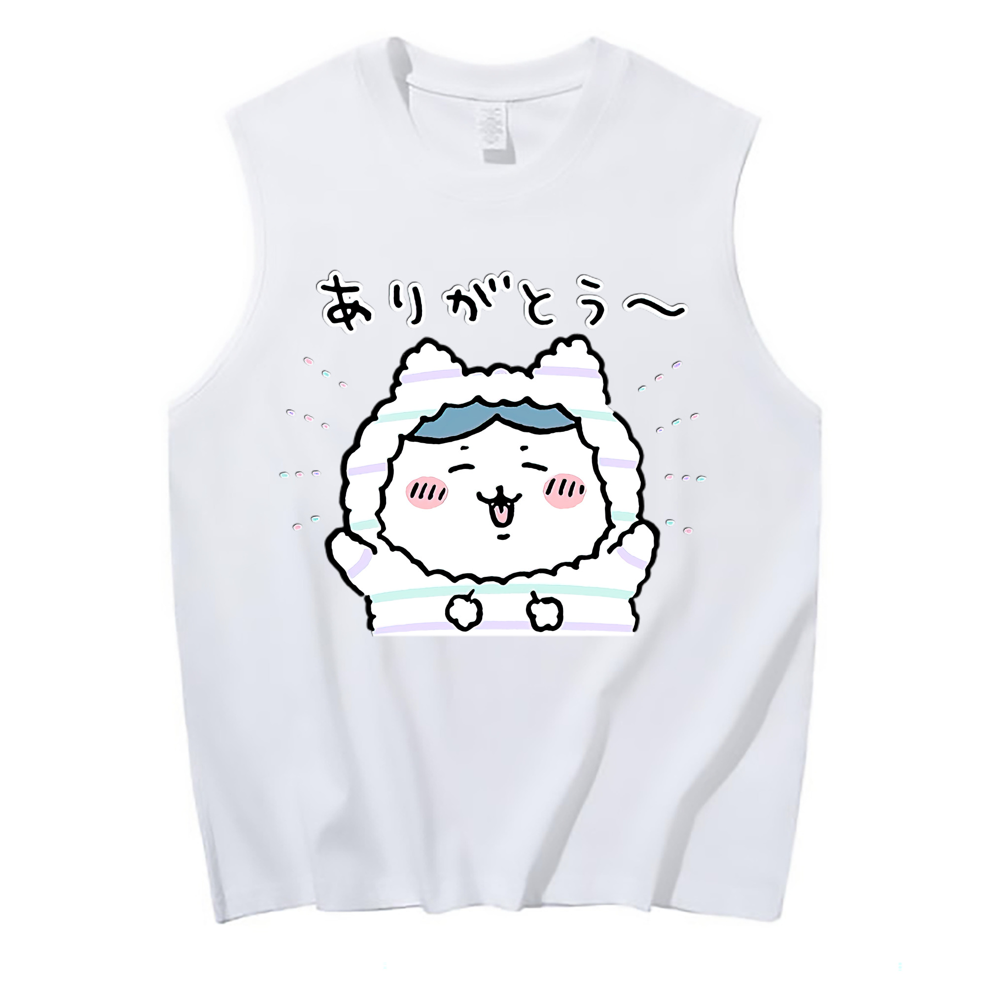（画像用） ちいかわ ハチワレ Chii-kawa hachiware コットン100％タンクトップ（フロントプリント）